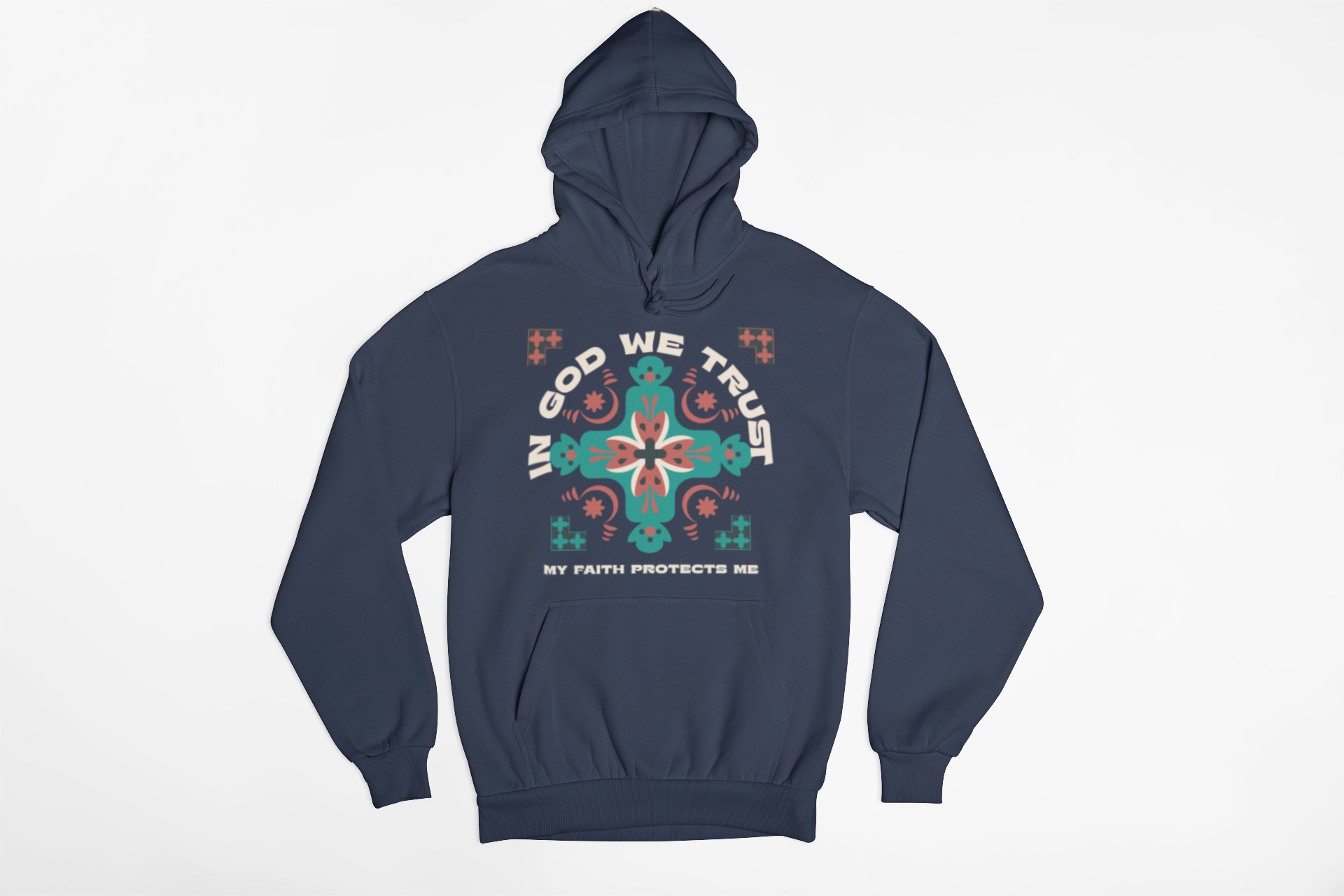 "In God We Trust hoodie with geometric faith-based design."
"Christian hoodie with an inspiring message about trust in God."
"Cozy faith-based hoodie featuring ‘My Faith Protects Me’ quote."
"Stylish Christian streetwear hoodie with bold spiritual design."
"Inspirational Christian hoodie for everyday faith and fashion."