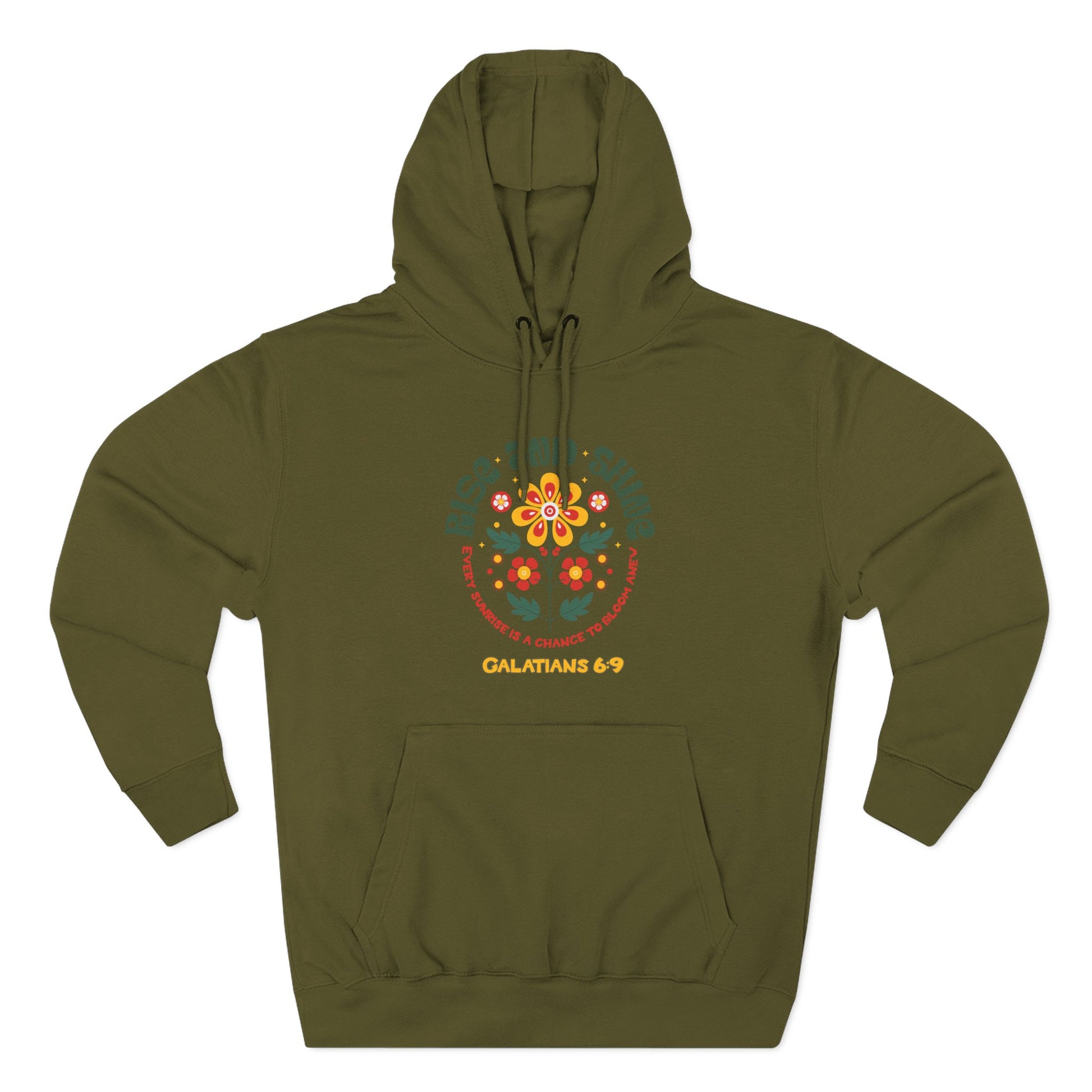 Floral Rise and Shine Hoodie, Cozy Fleece Sweatshirt, Boho Casual Wear, Spring Outfit, Gift for Nature Lovers, Trendy Hooded Sweatshirt