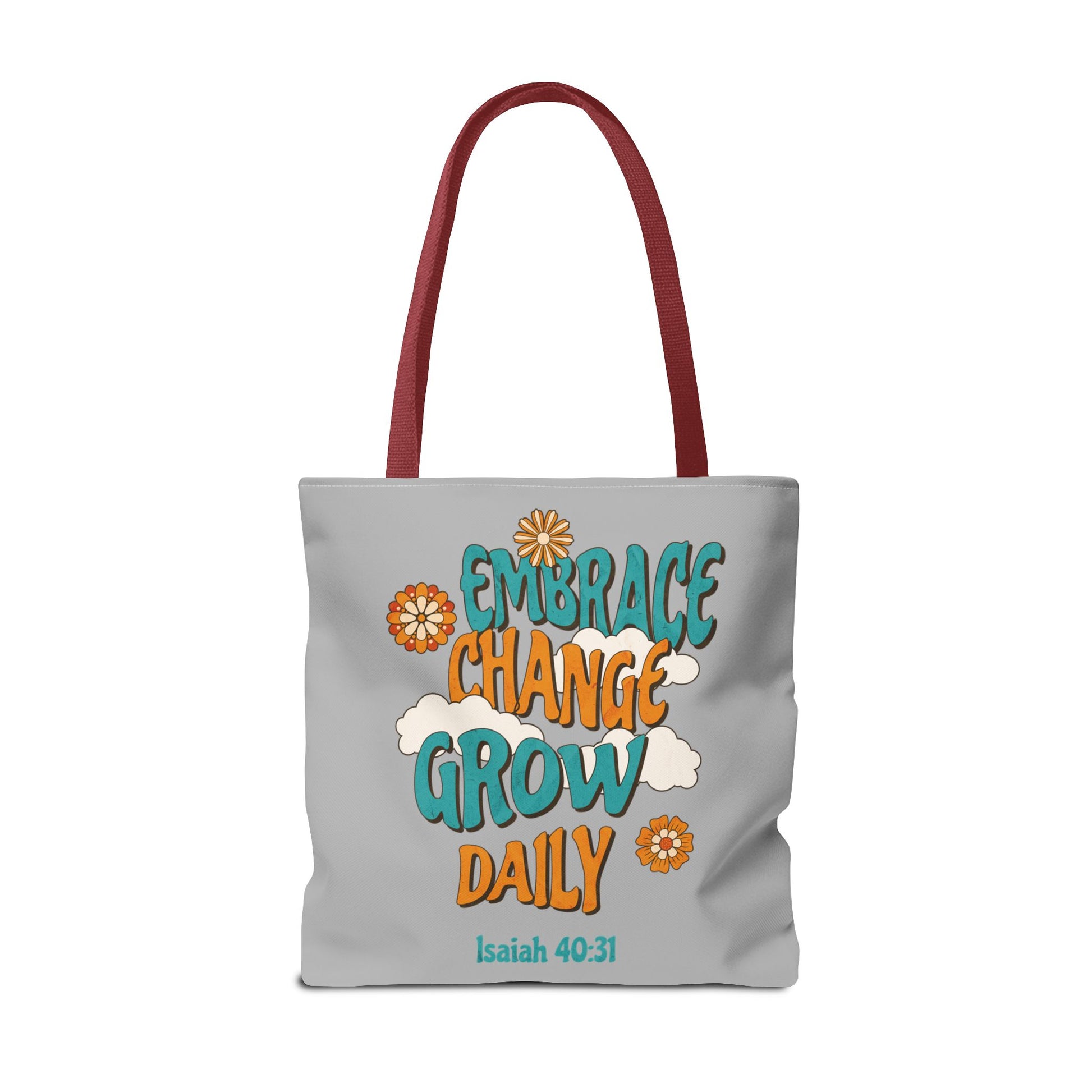 Inspirational Tote Bag, Motivational Bag, Embrace Change Gift, Daily Growth Tote, Christian Quotes Accessory