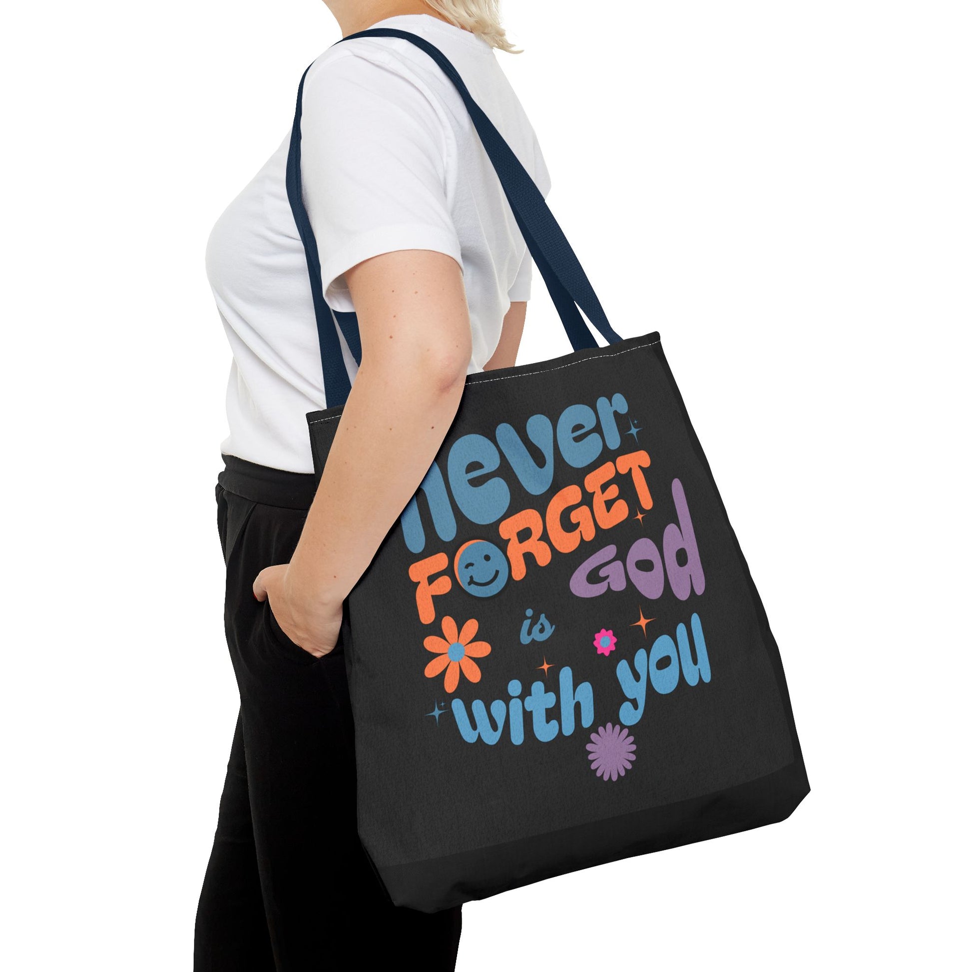 Inspirational Tote Bag - "Never Forget God is with You" - Motivational Gift, Faith-Based, Everyday Use, Shopping Bag, Church Bag, [...]