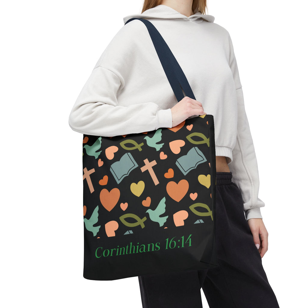 Christian Tote Bag with Inspirational Design, Perfect for Church, Gift for Believers, Faith-based Accessory, Everyday Use, Bible Verse Tote