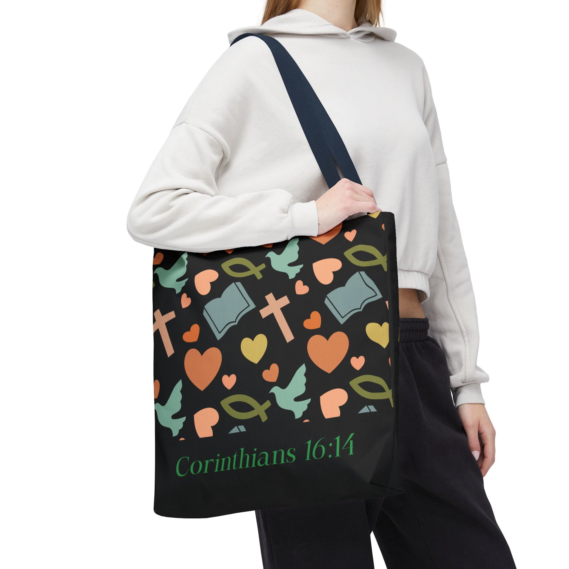 Christian Tote Bag with Inspirational Design, Perfect for Church, Gift for Believers, Faith-based Accessory, Everyday Use, Bible Verse Tote