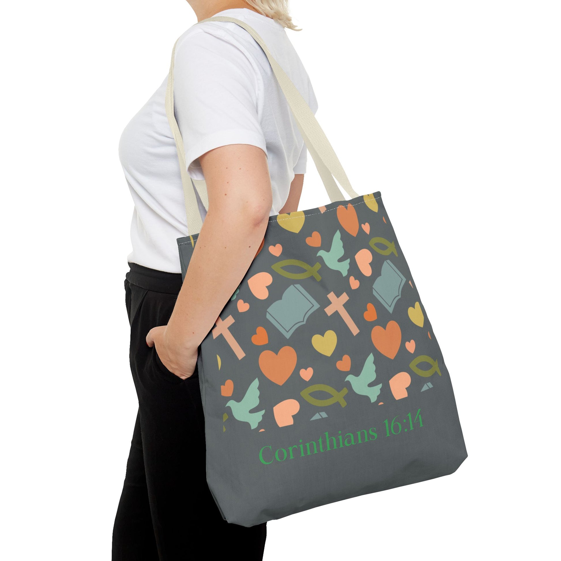 Inspirational Tote Bag - Faith, Love, Hope, Gift for Her, Spiritual Accessories, Bible Verse Tote