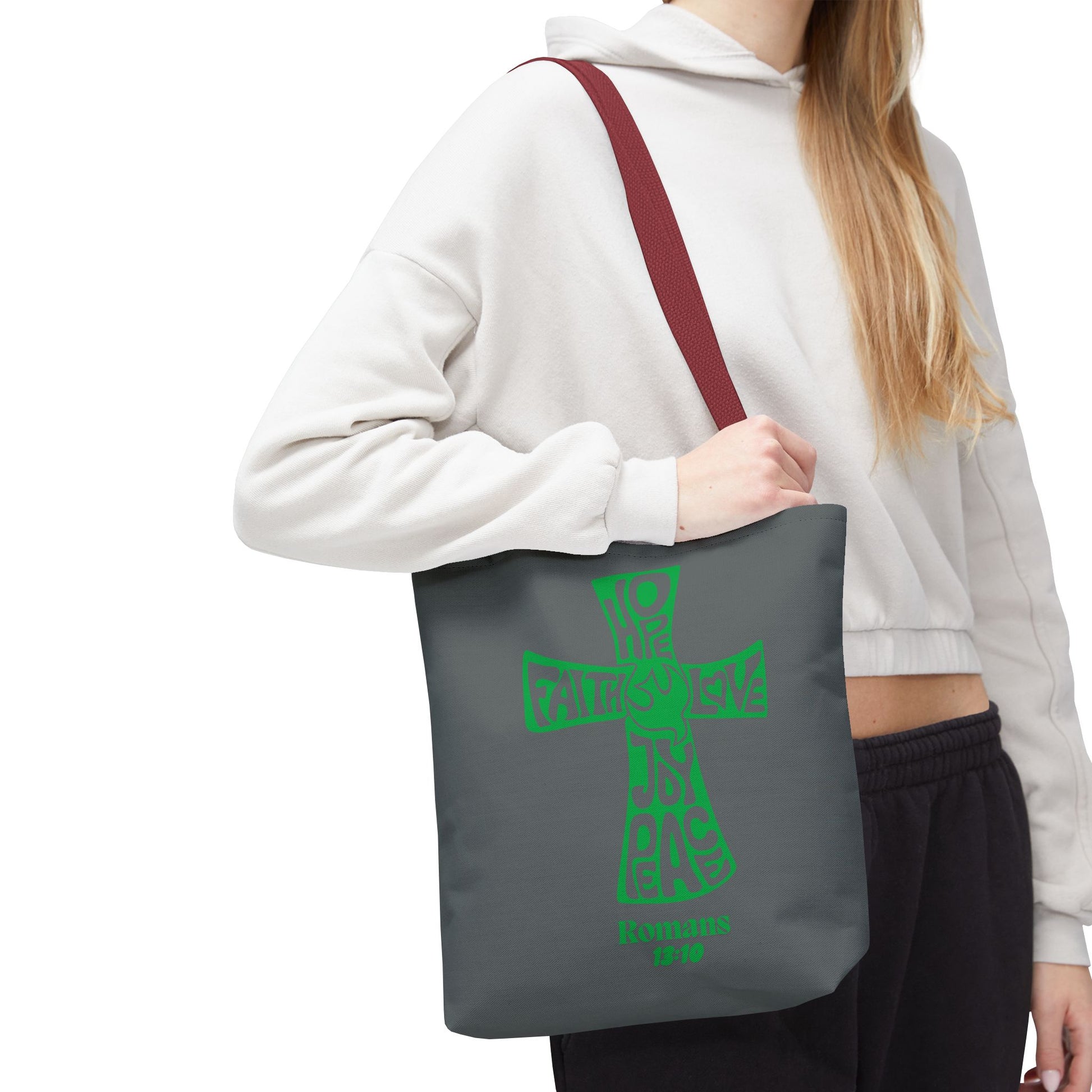 Faith-Inspired Tote Bag, Motivational Cross Design, Spiritual Gift, Everyday Use, Eco-Friendly Fashion, Religious Accessories