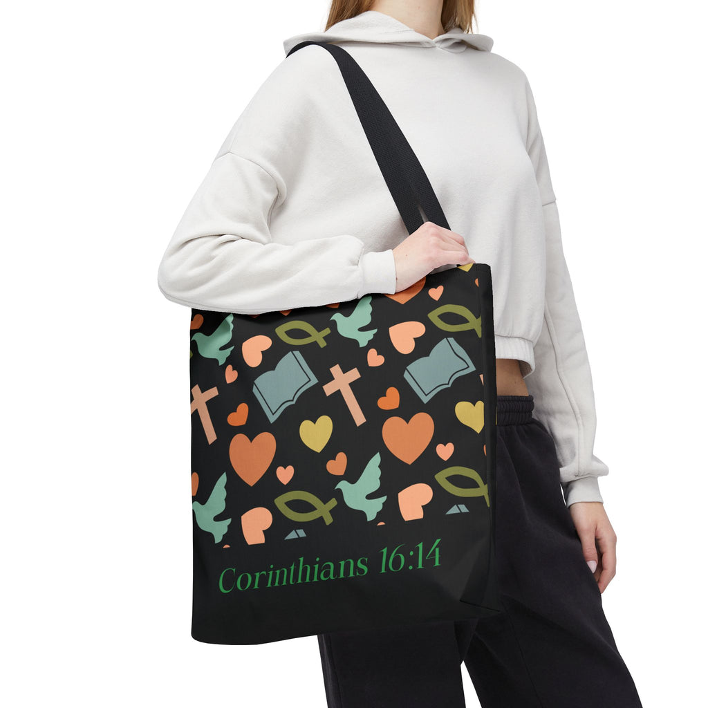 Christian Tote Bag with Inspirational Design, Perfect for Church, Gift for Believers, Faith-based Accessory, Everyday Use, Bible Verse Tote