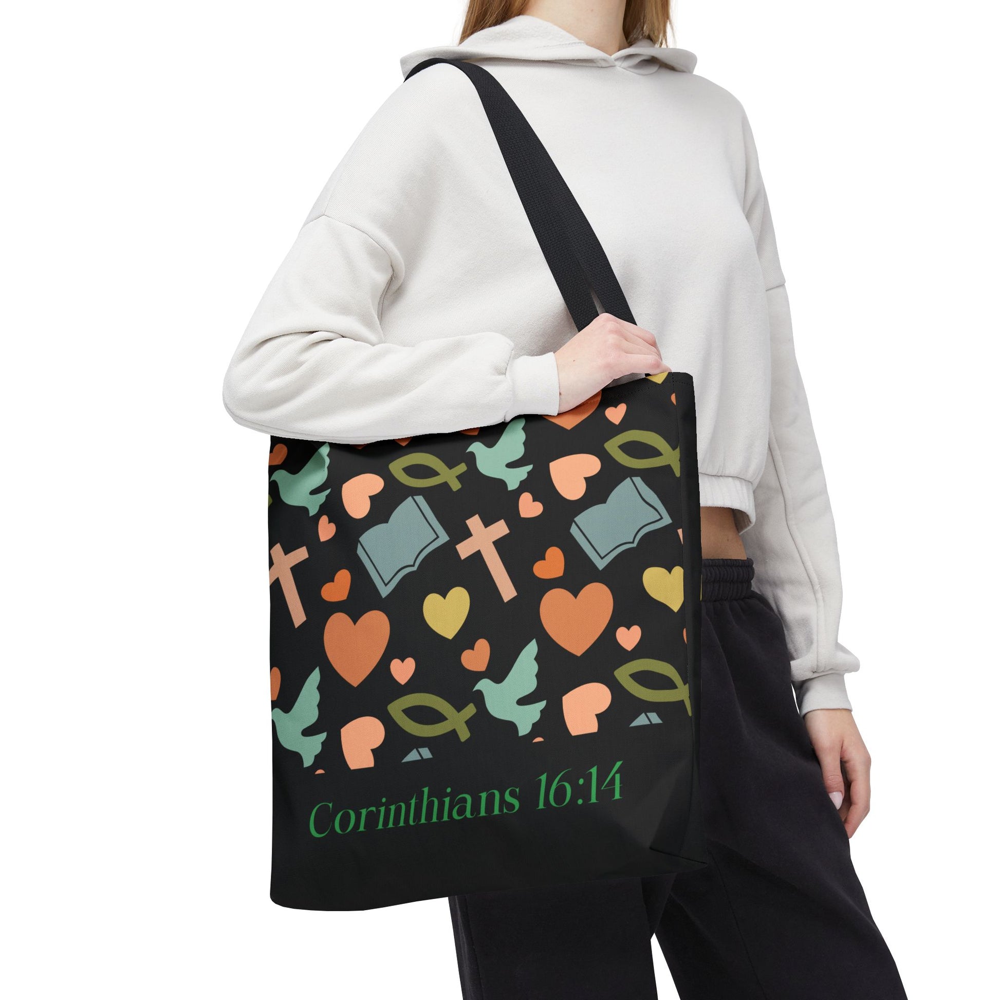 Christian Tote Bag with Inspirational Design, Perfect for Church, Gift for Believers, Faith-based Accessory, Everyday Use, Bible Verse Tote