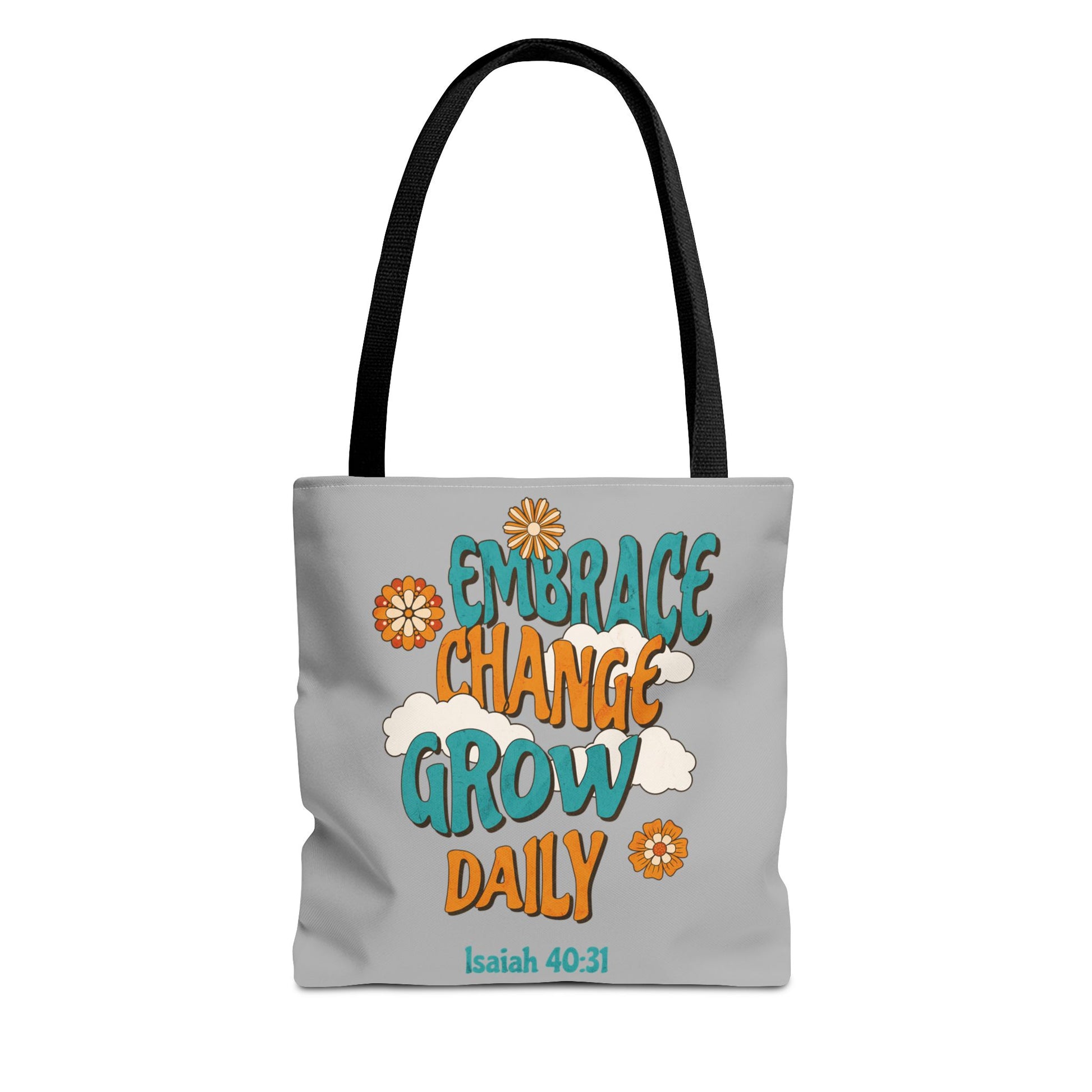 Inspirational Tote Bag, Motivational Bag, Embrace Change Gift, Daily Growth Tote, Christian Quotes Accessory