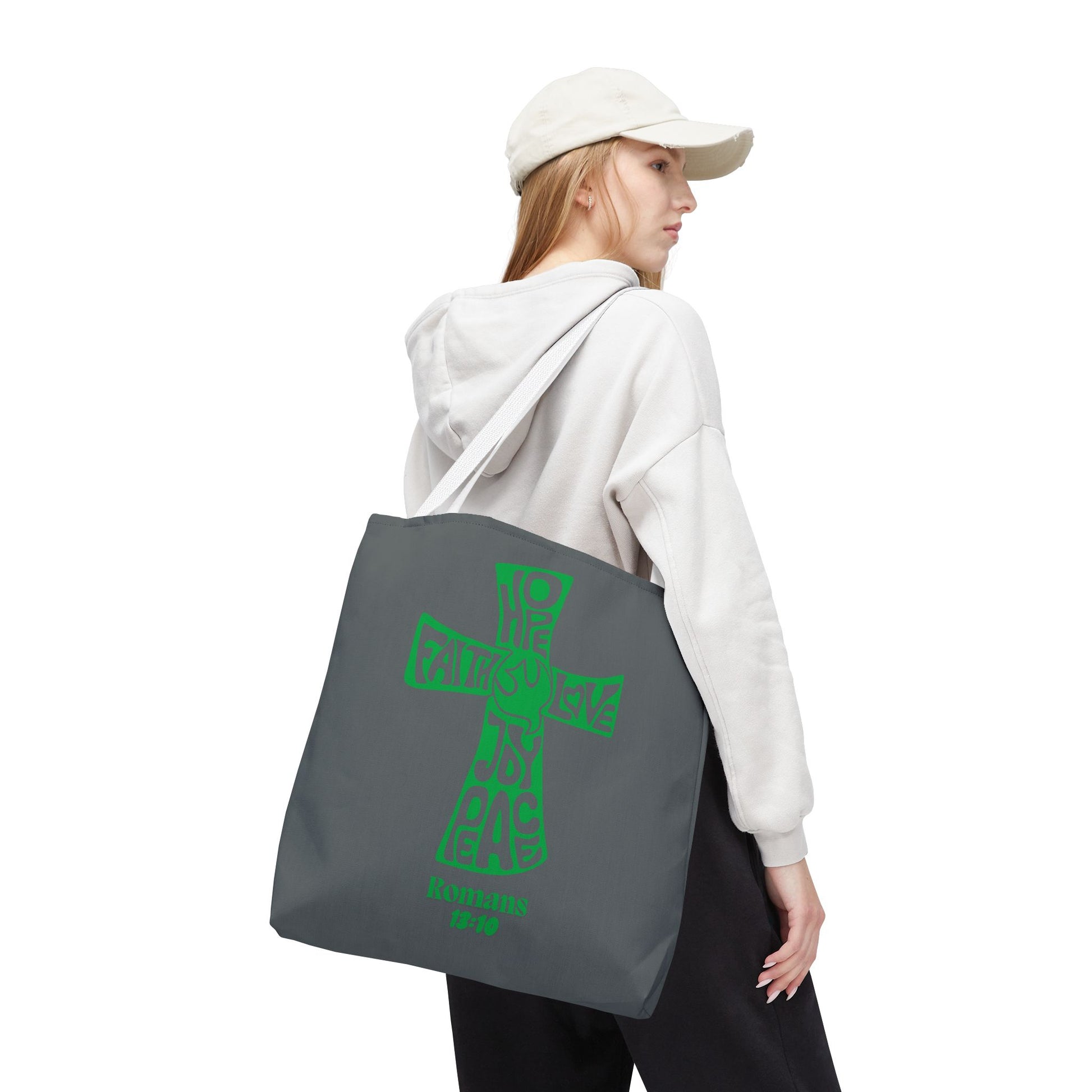 Faith-Inspired Tote Bag, Motivational Cross Design, Spiritual Gift, Everyday Use, Eco-Friendly Fashion, Religious Accessories