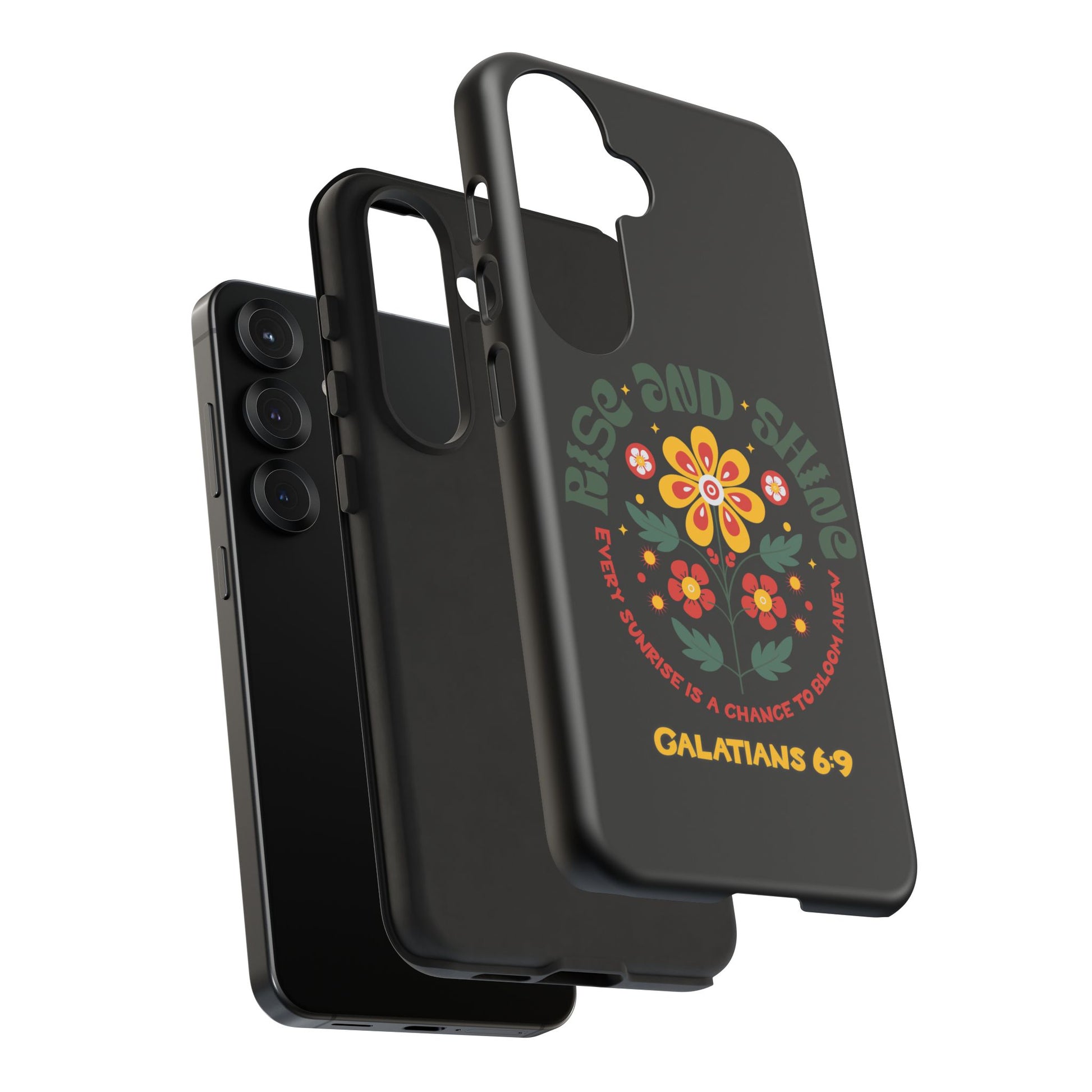 Floral "Rise and Shine" Galatians 6:9 Phone Case – Motivational Christian Gift