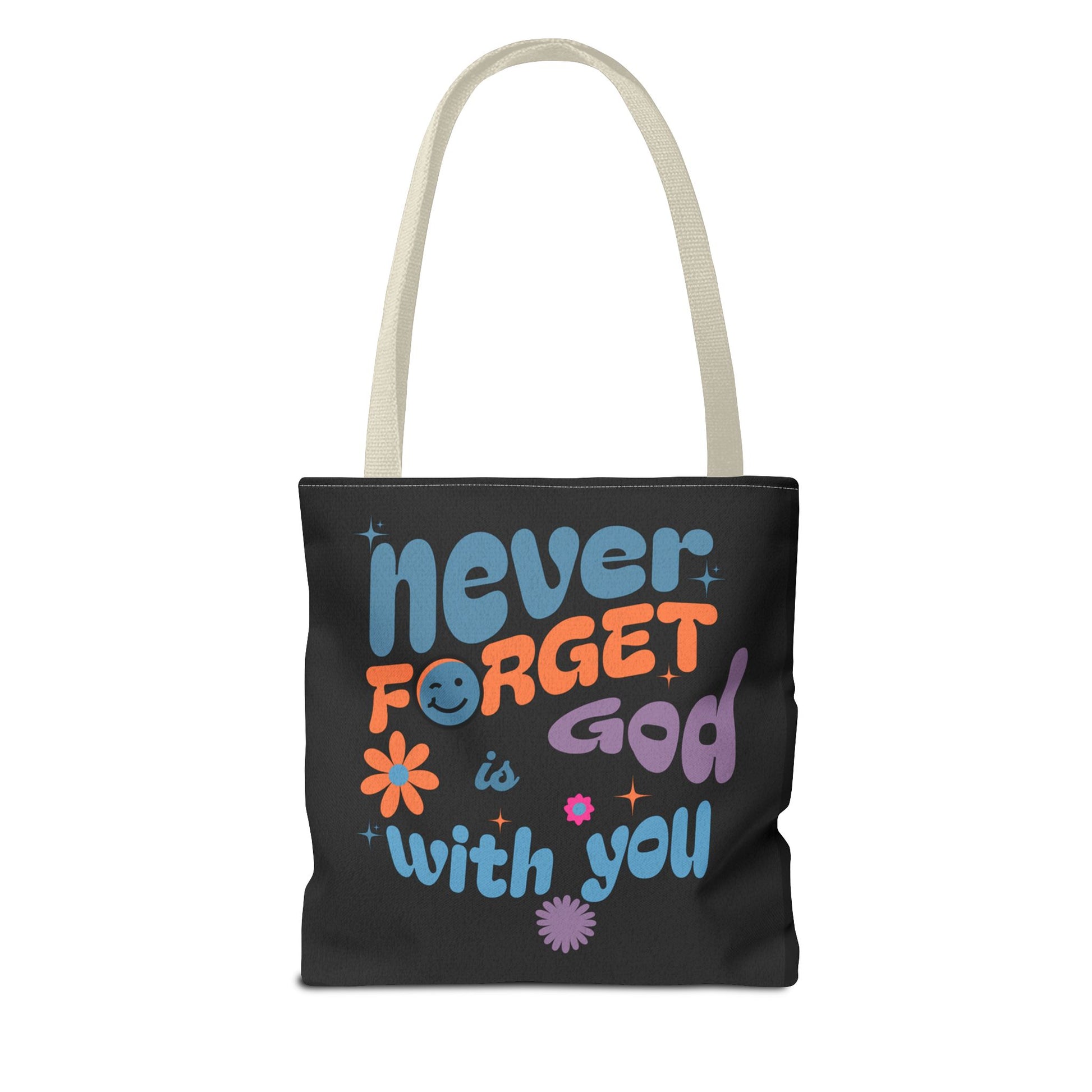 Inspirational Tote Bag - "Never Forget God is with You" - Motivational Gift, Faith-Based, Everyday Use, Shopping Bag, Church Bag, [...]