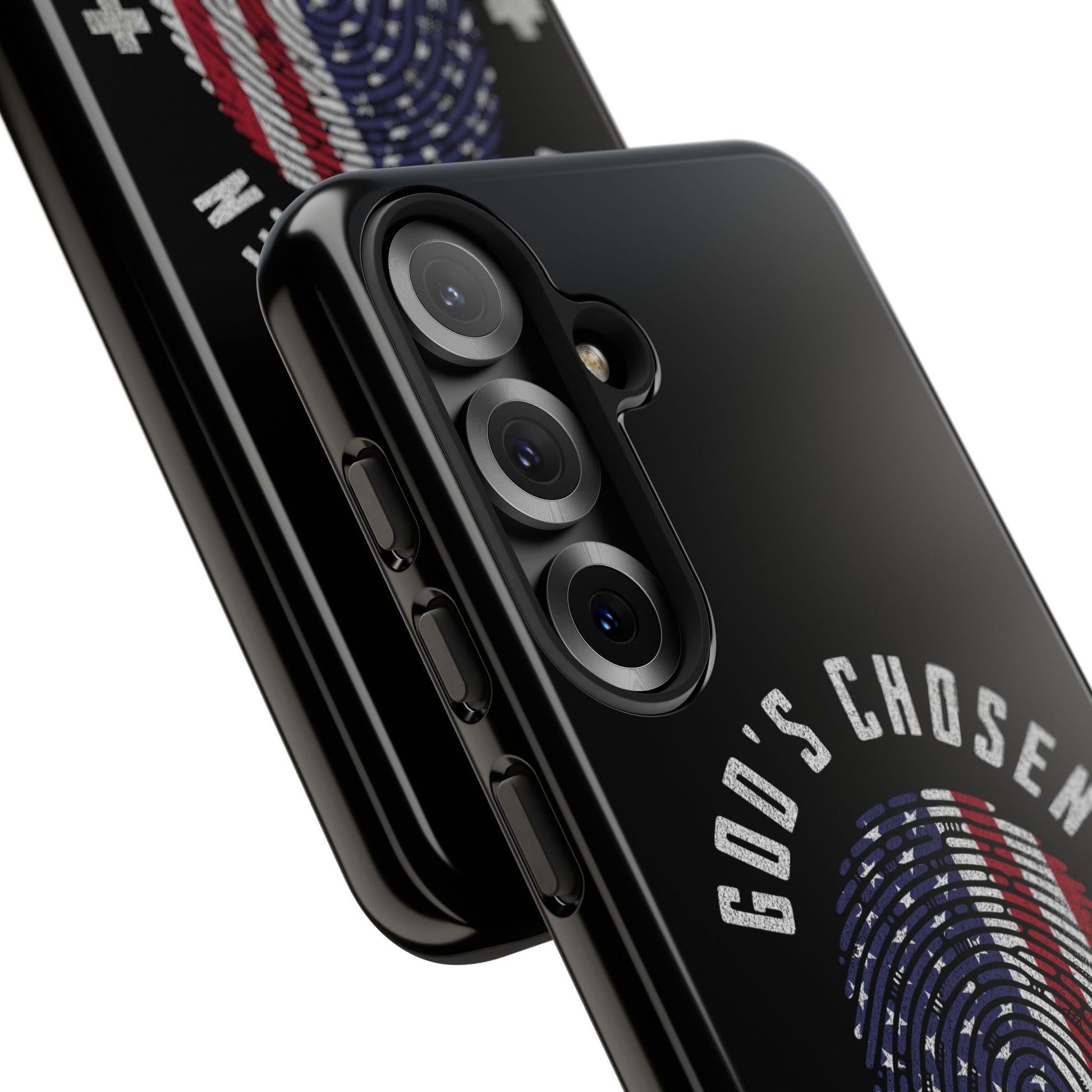 Christian Phone Case, Tough Cases for God’s Chosen, USA Flag Design, Inspirational Gift, Romans 8:28