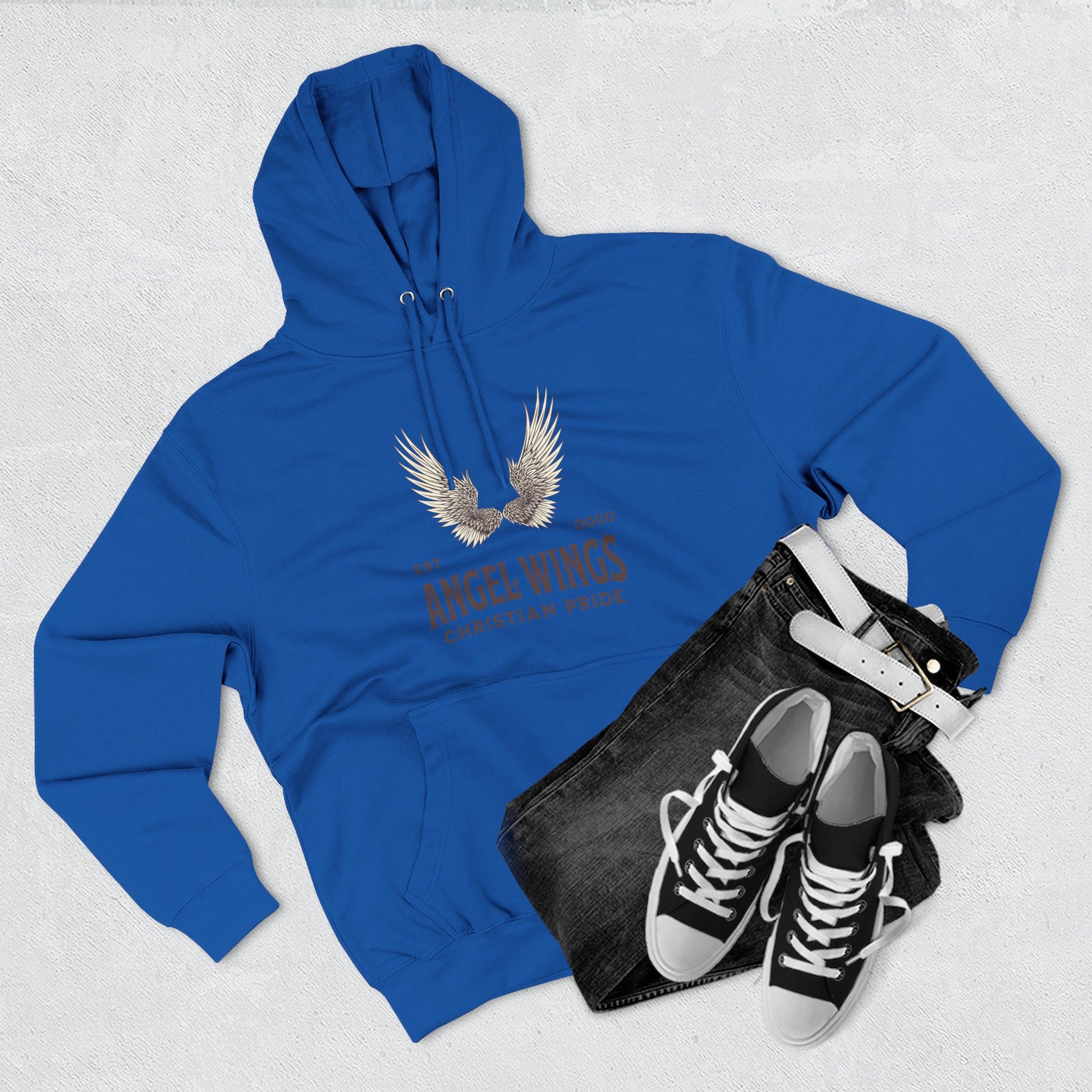 Angel Wings Fleece Hoodie, Christian Pride Apparel, Cozy Religious Gift, Inspirational Sweater, Faith-based Fashion