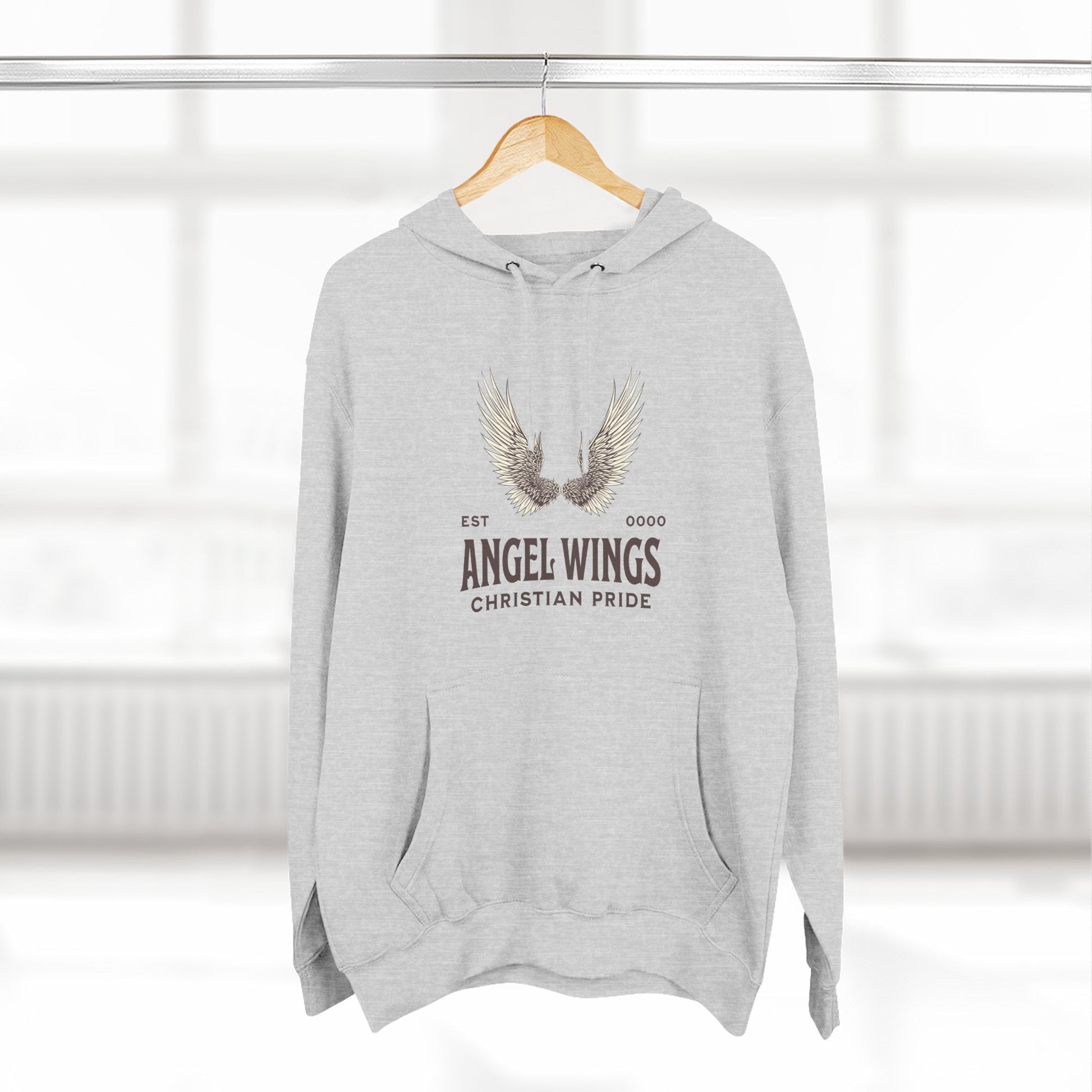 Angel Wings Fleece Hoodie, Christian Pride Apparel, Cozy Religious Gift, Inspirational Sweater, Faith-based Fashion