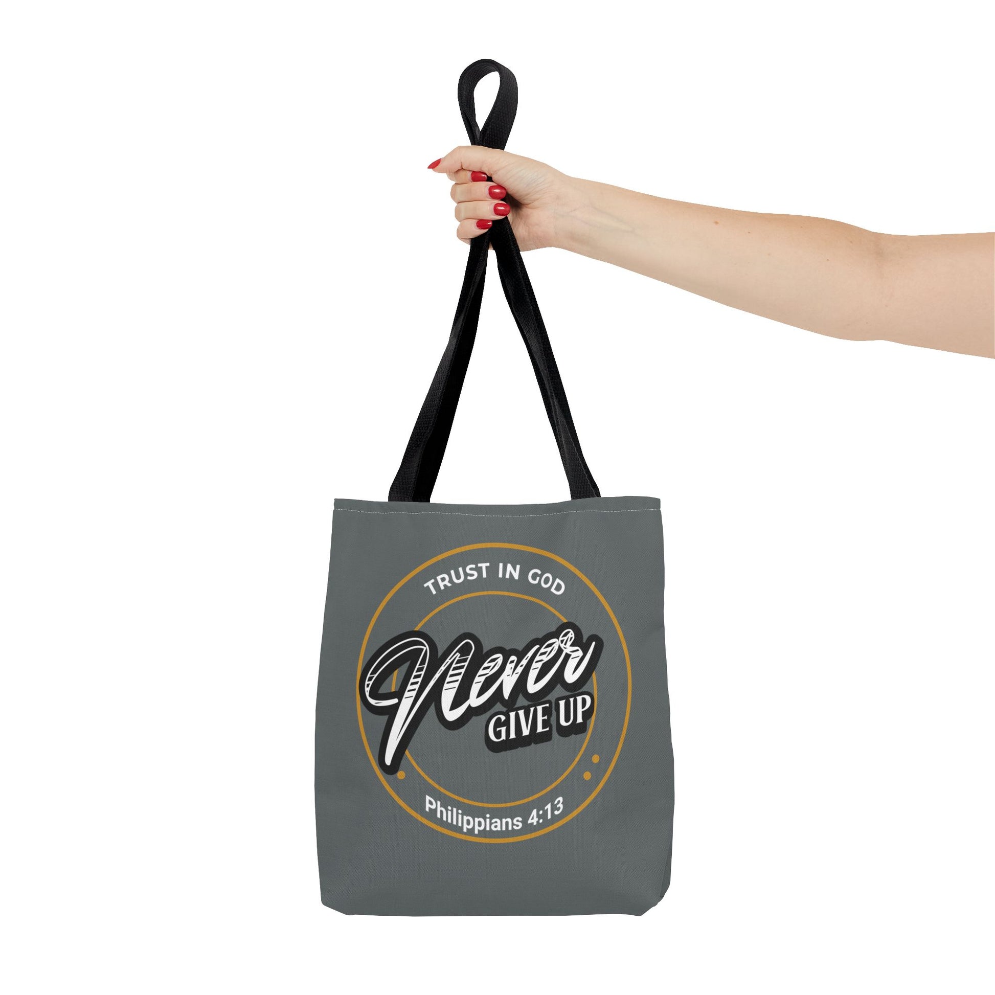 Inspirational Tote Bag, Trust in God, Never Give Up, Bible Verse Bag, Motivational Purse, Christian Gift, Philippians 4:13