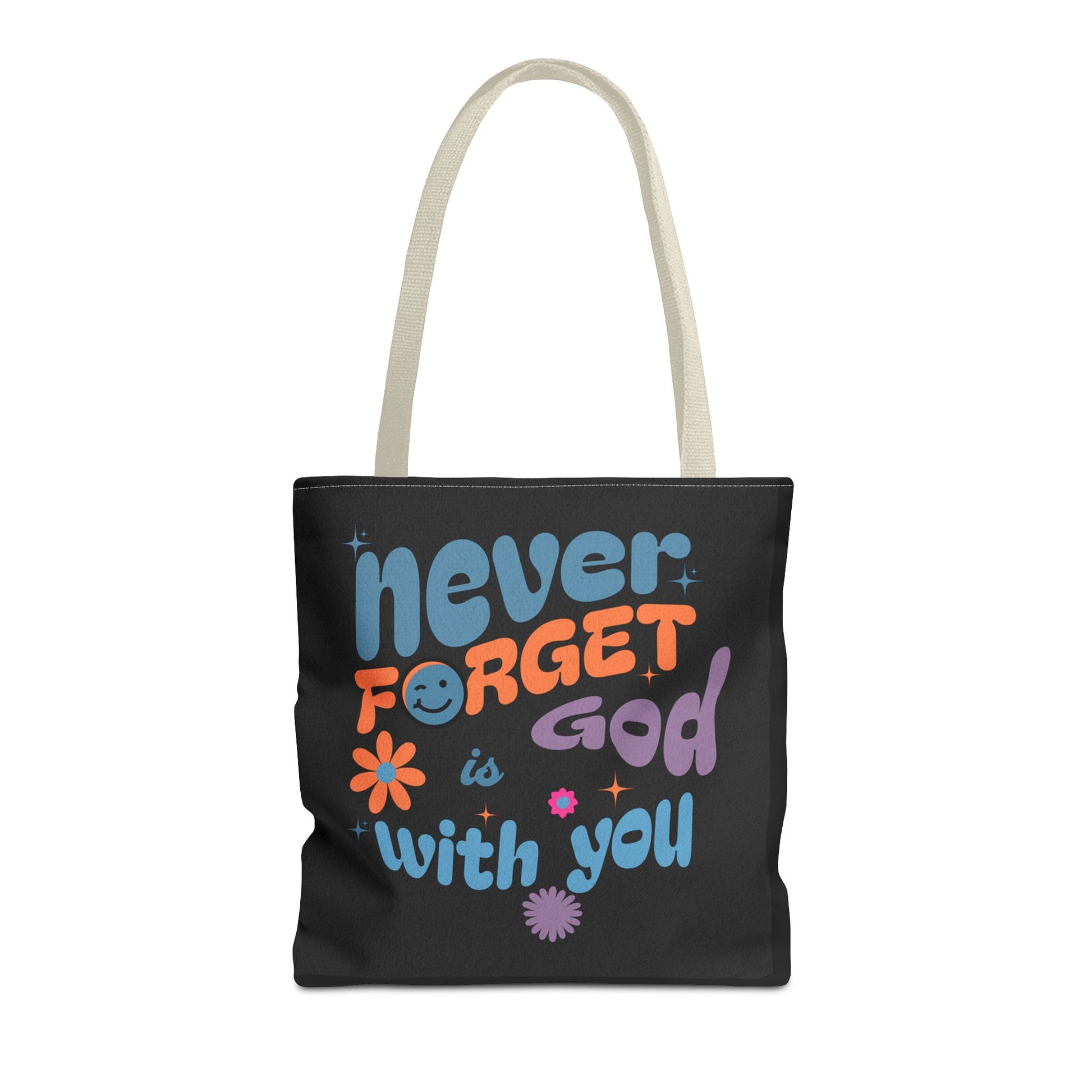 Inspirational Tote Bag - "Never Forget God is with You" - Motivational Gift, Faith-Based, Everyday Use, Shopping Bag, Church Bag, [...]