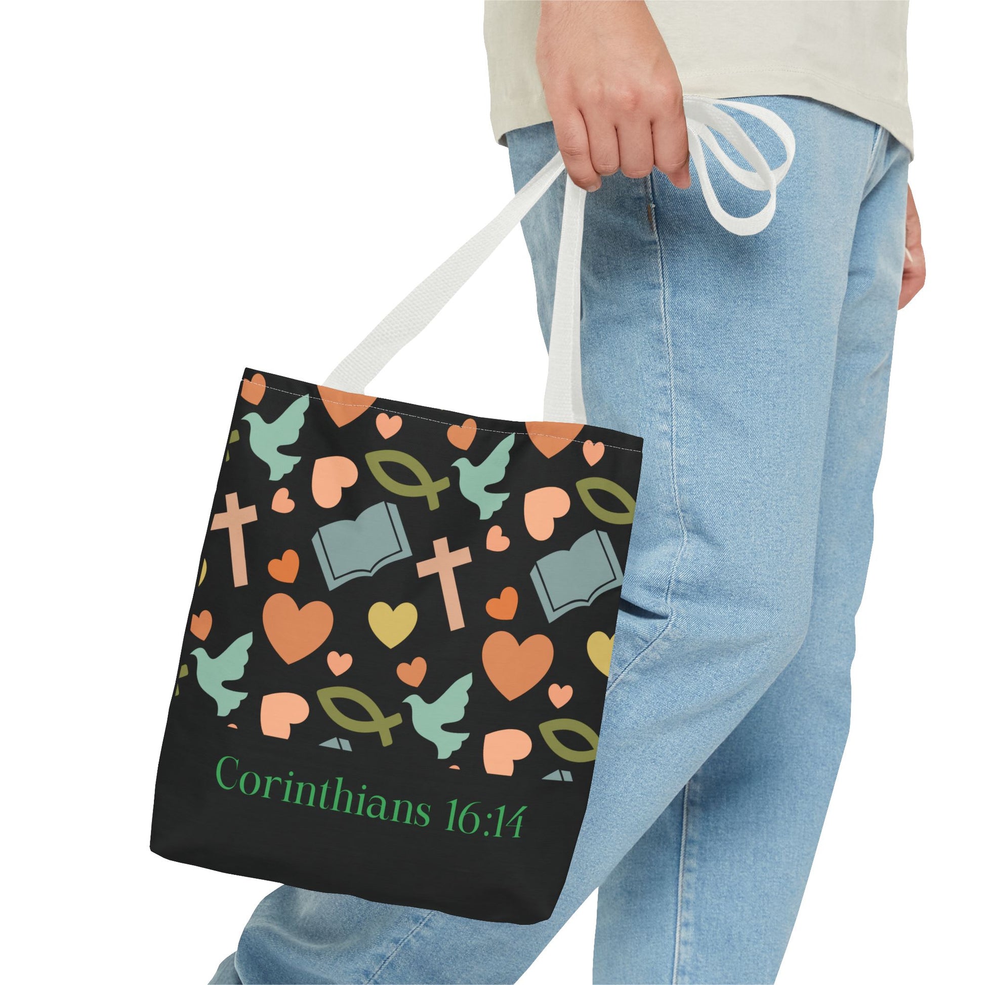 Christian Tote Bag with Inspirational Design, Perfect for Church, Gift for Believers, Faith-based Accessory, Everyday Use, Bible Verse Tote