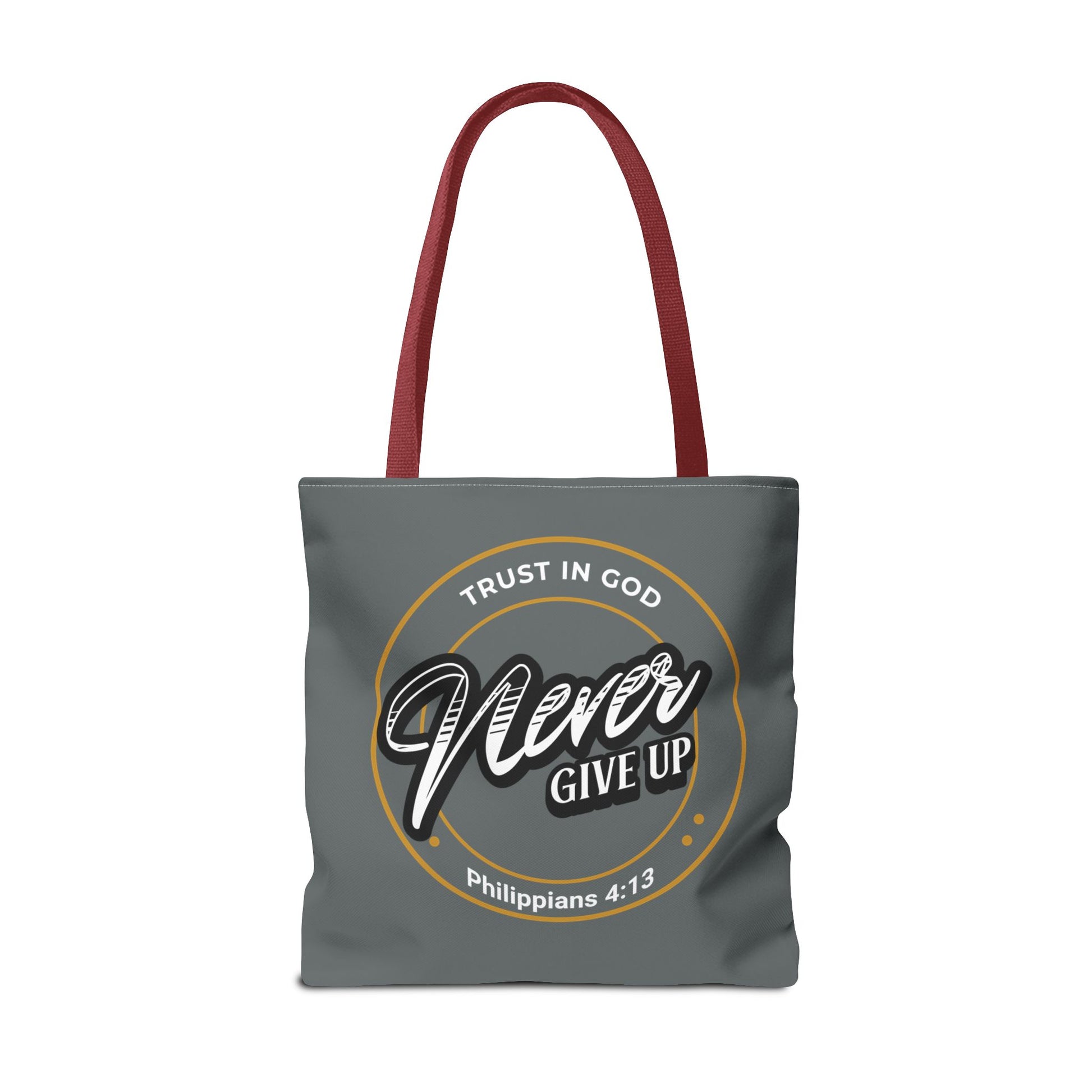 Inspirational Tote Bag, Trust in God, Never Give Up, Bible Verse Bag, Motivational Purse, Christian Gift, Philippians 4:13