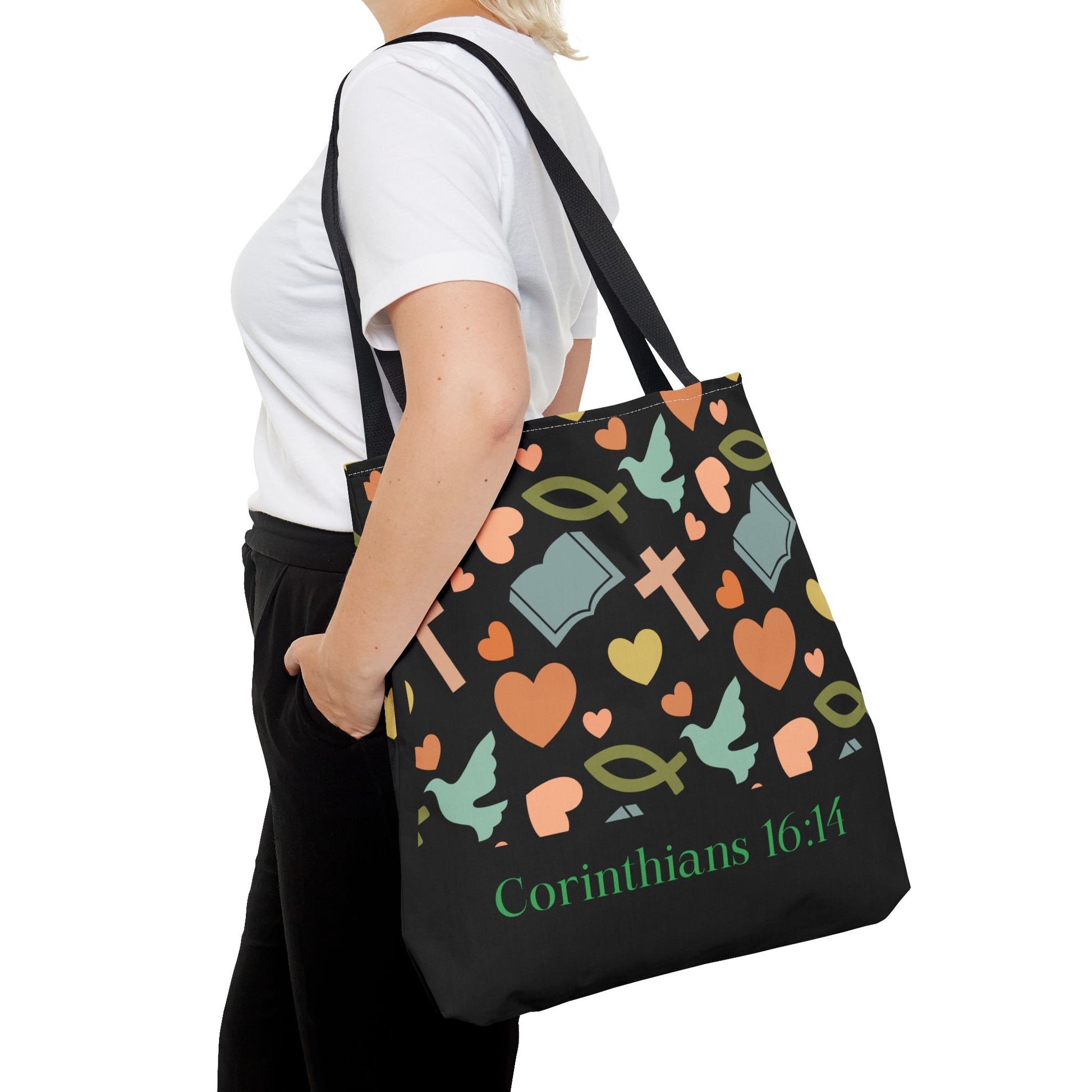 Christian Tote Bag with Inspirational Design, Perfect for Church, Gift for Believers, Faith-based Accessory, Everyday Use, Bible Verse Tote