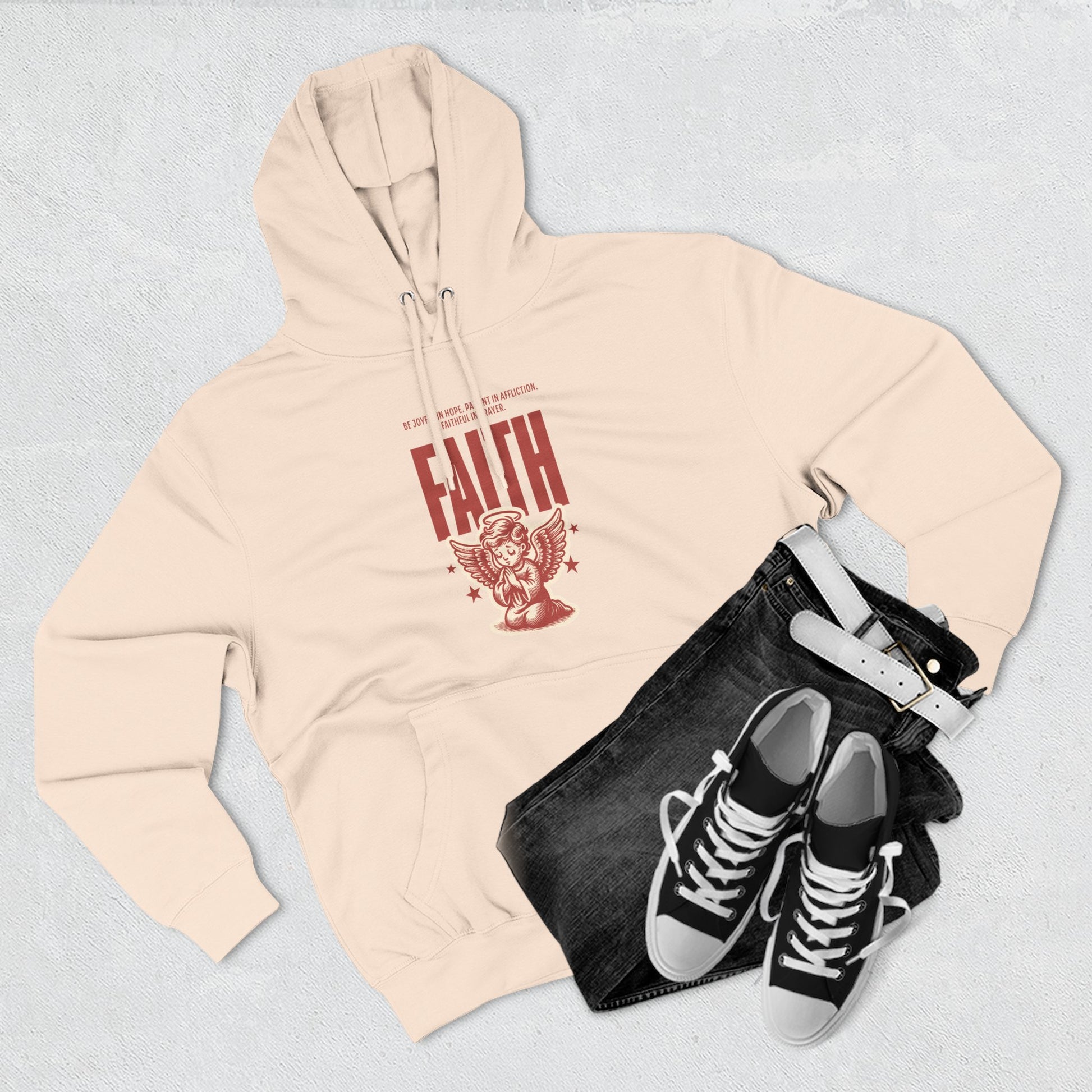 Faith-Inspired Three-Panel Fleece Hoodie, Cozy Spiritual Apparel, Perfect Gift for Friends, Casualwear for Everyday