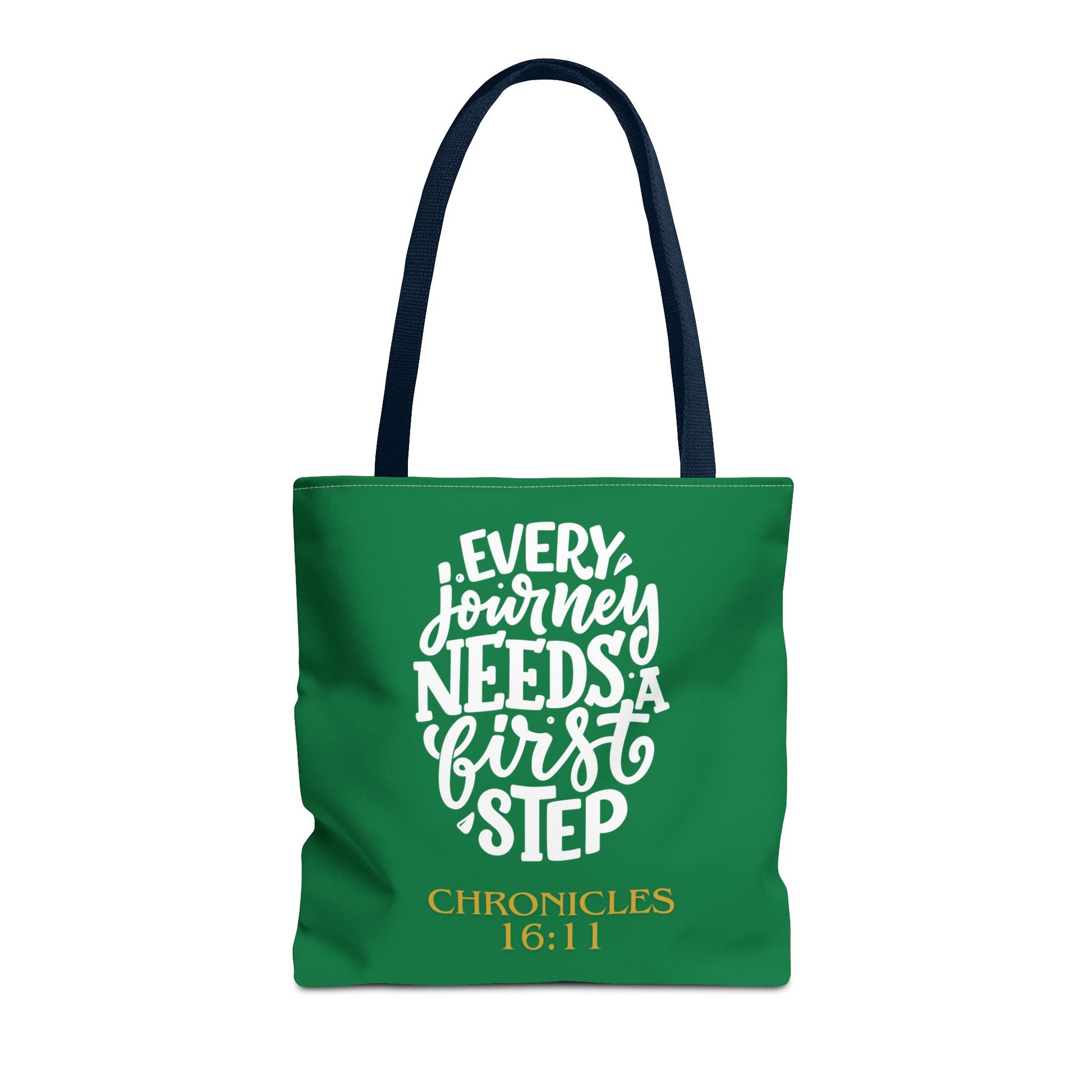 Inspirational Tote Bag - Every Journey Needs a First Step, Motivational Gift, Bible Verse, Green Tote, Everyday Use