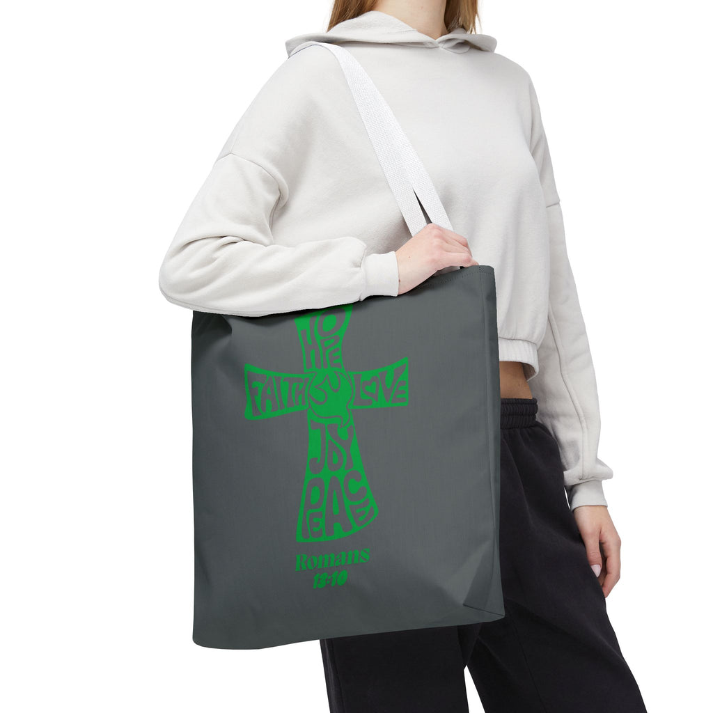 Faith-Inspired Tote Bag, Motivational Cross Design, Spiritual Gift, Everyday Use, Eco-Friendly Fashion, Religious Accessories