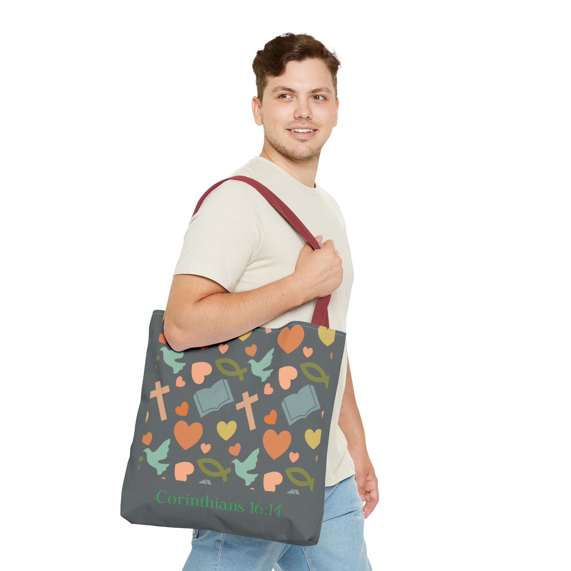Inspirational Tote Bag - Faith, Love, Hope, Gift for Her, Spiritual Accessories, Bible Verse Tote
