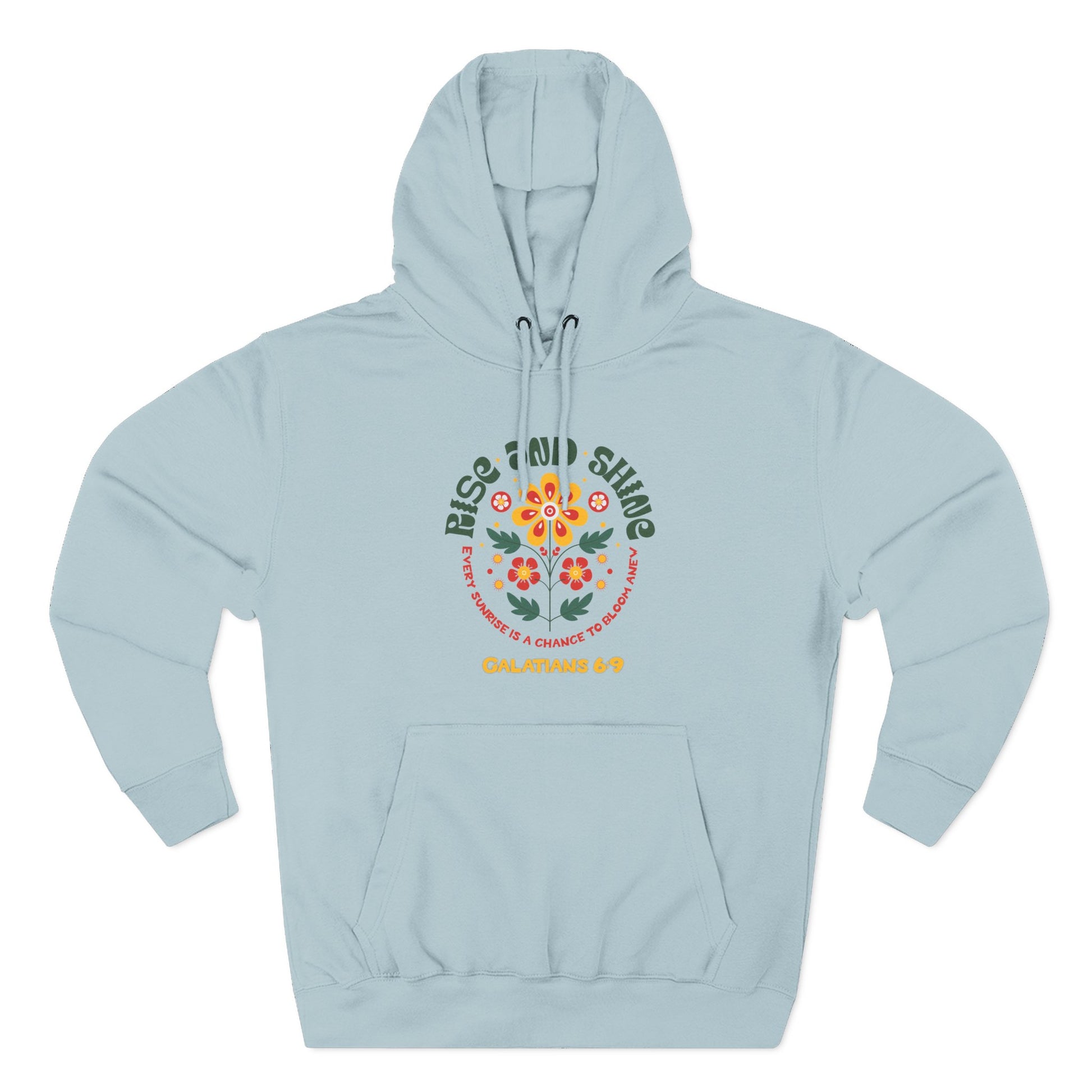 Floral Rise and Shine Hoodie, Cozy Fleece Sweatshirt, Boho Casual Wear, Spring Outfit, Gift for Nature Lovers, Trendy Hooded Sweatshirt