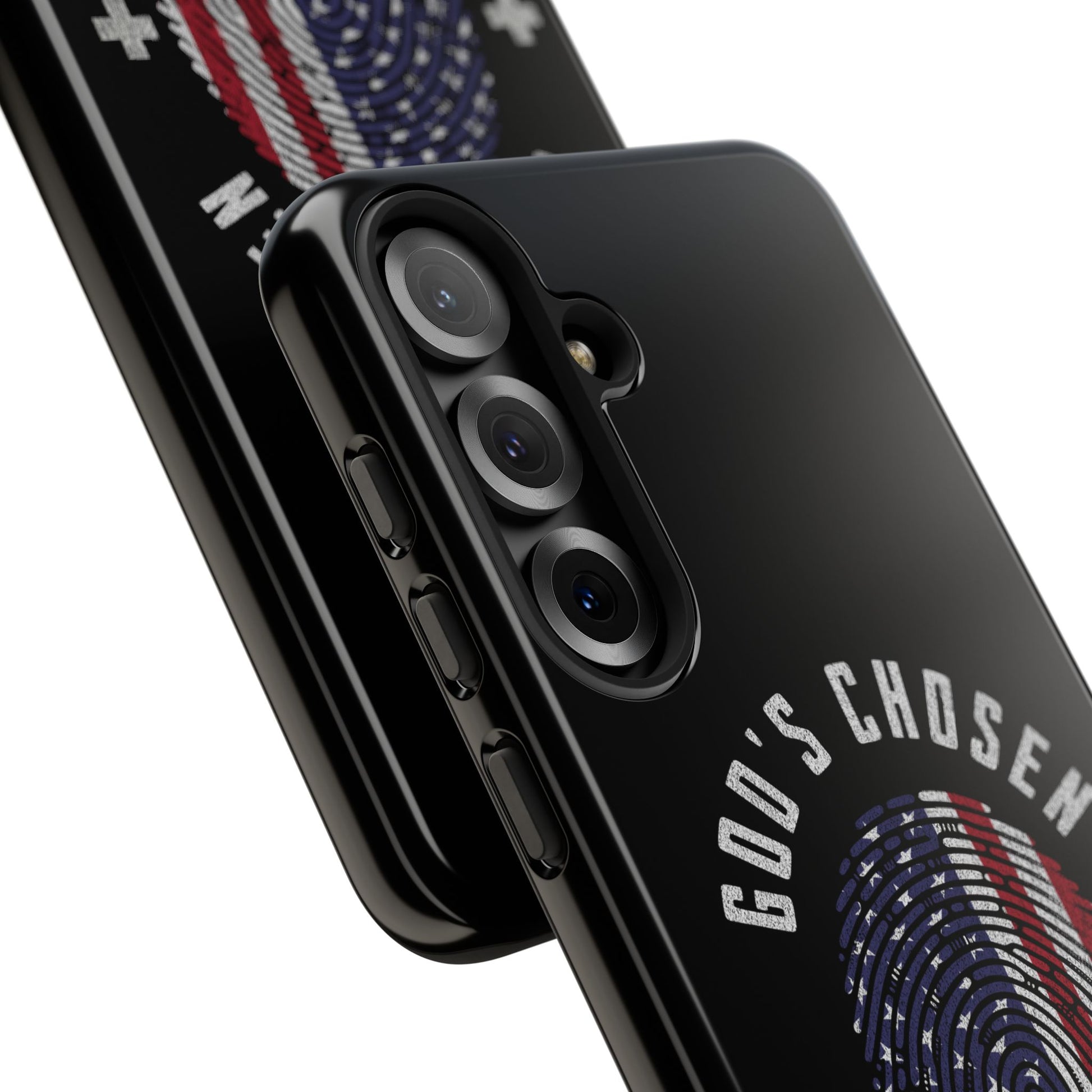 Christian Phone Case, Tough Cases for God’s Chosen, USA Flag Design, Inspirational Gift, Romans 8:28