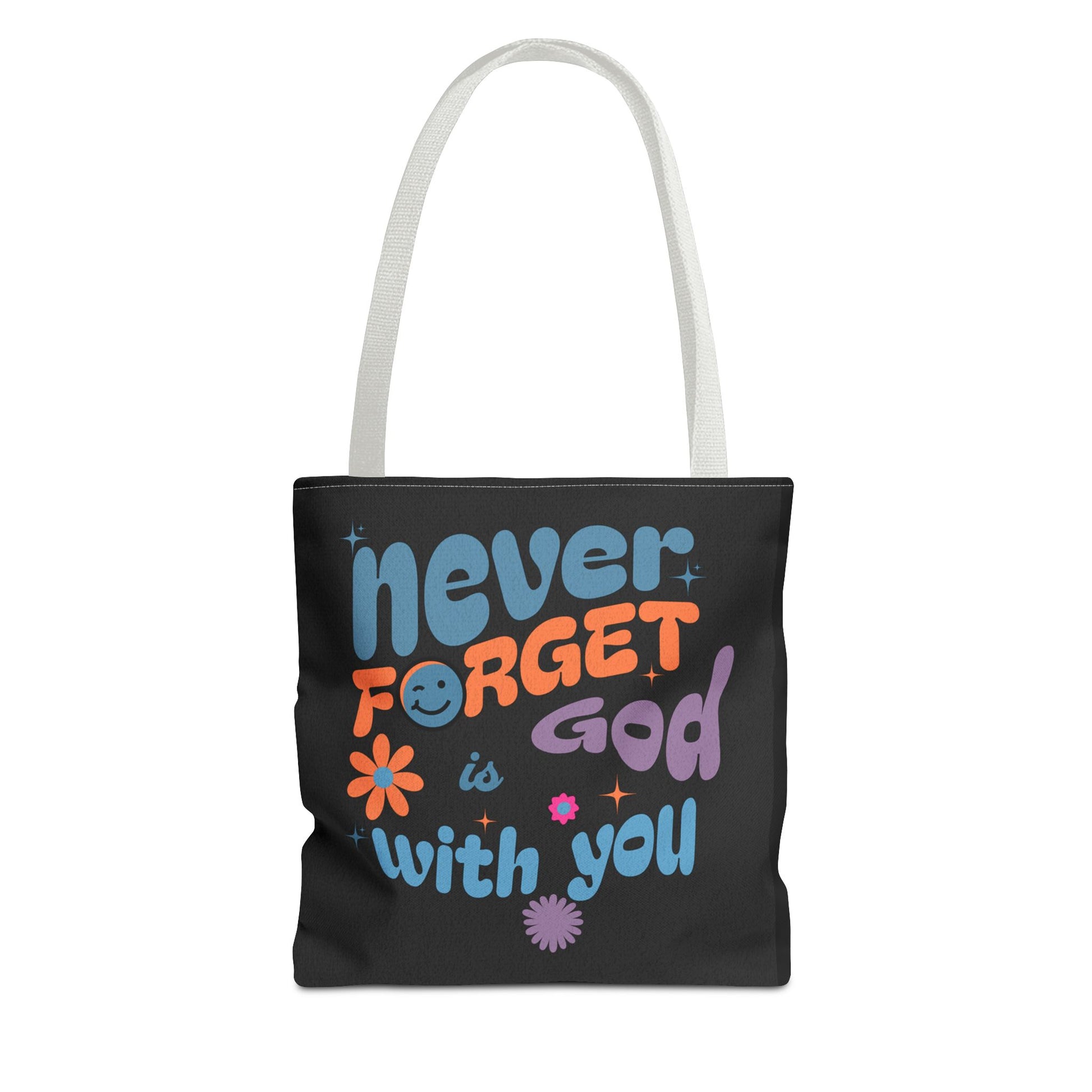 Inspirational Tote Bag - "Never Forget God is with You" - Motivational Gift, Faith-Based, Everyday Use, Shopping Bag, Church Bag, [...]