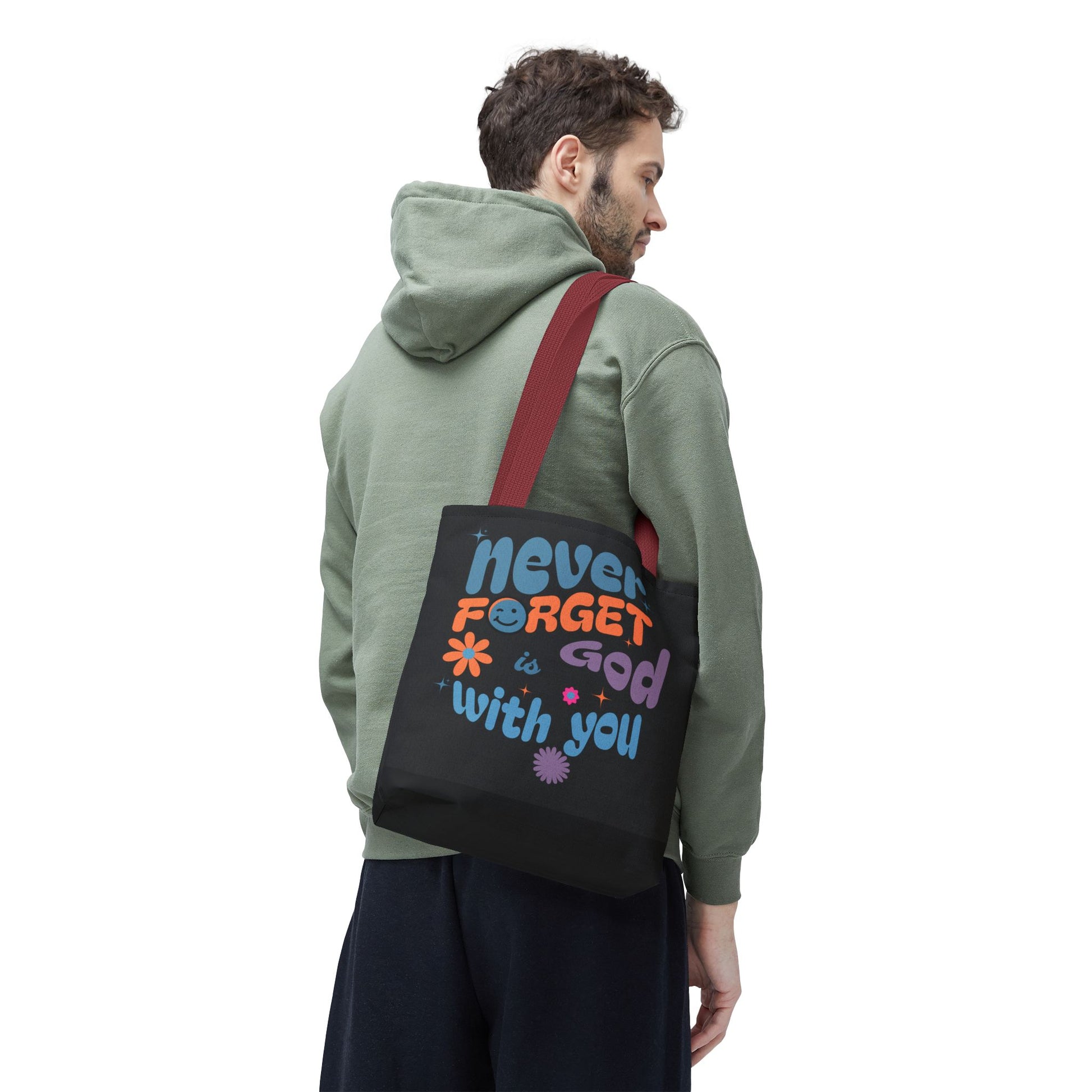 Inspirational Tote Bag - "Never Forget God is with You" - Motivational Gift, Faith-Based, Everyday Use, Shopping Bag, Church Bag, [...]