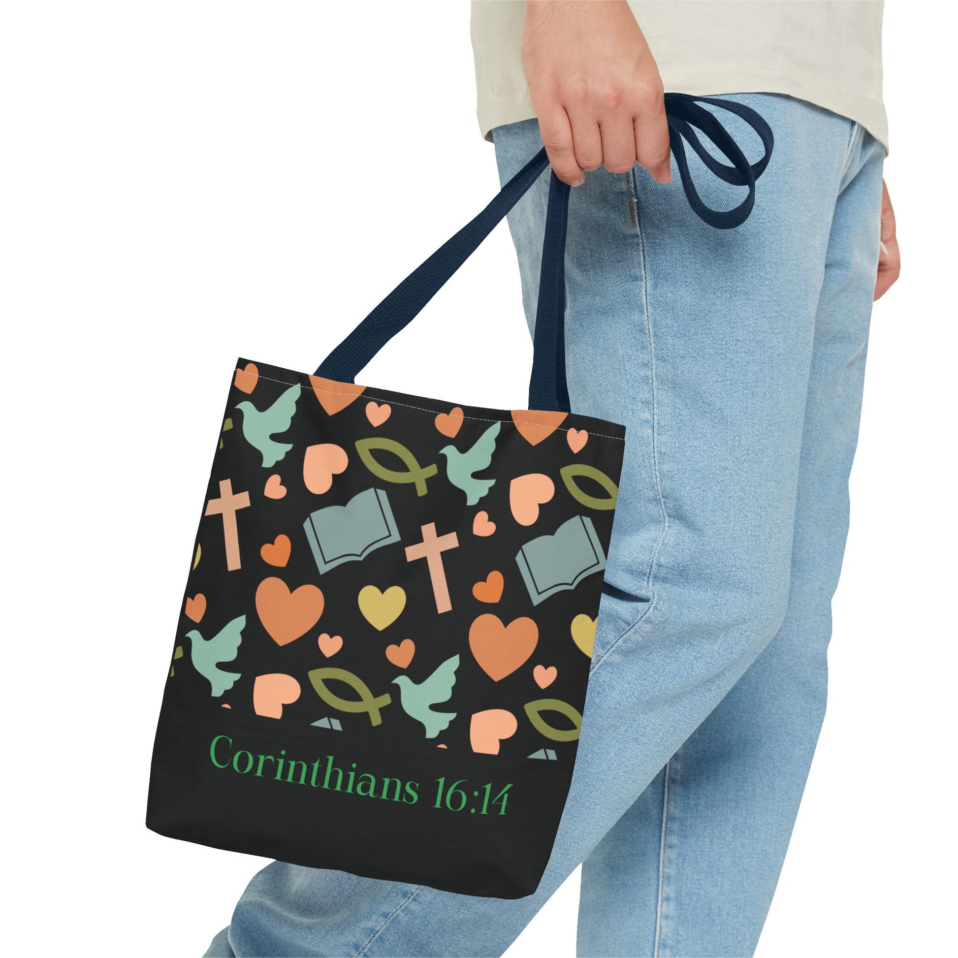Christian Tote Bag with Inspirational Design, Perfect for Church, Gift for Believers, Faith-based Accessory, Everyday Use, Bible Verse Tote