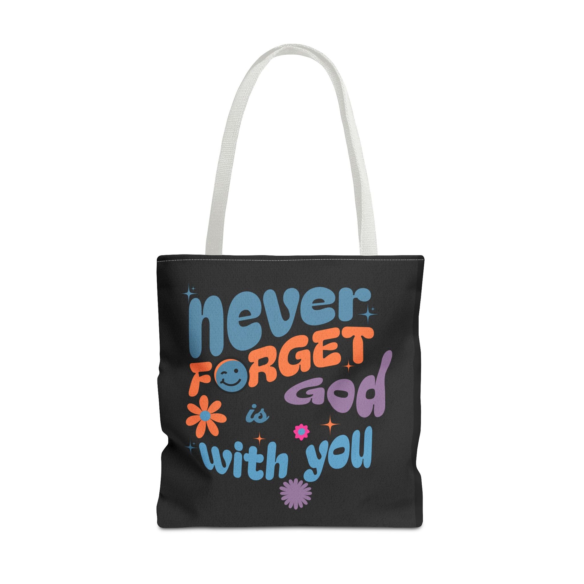 Inspirational Tote Bag - "Never Forget God is with You" - Motivational Gift, Faith-Based, Everyday Use, Shopping Bag, Church Bag, [...]