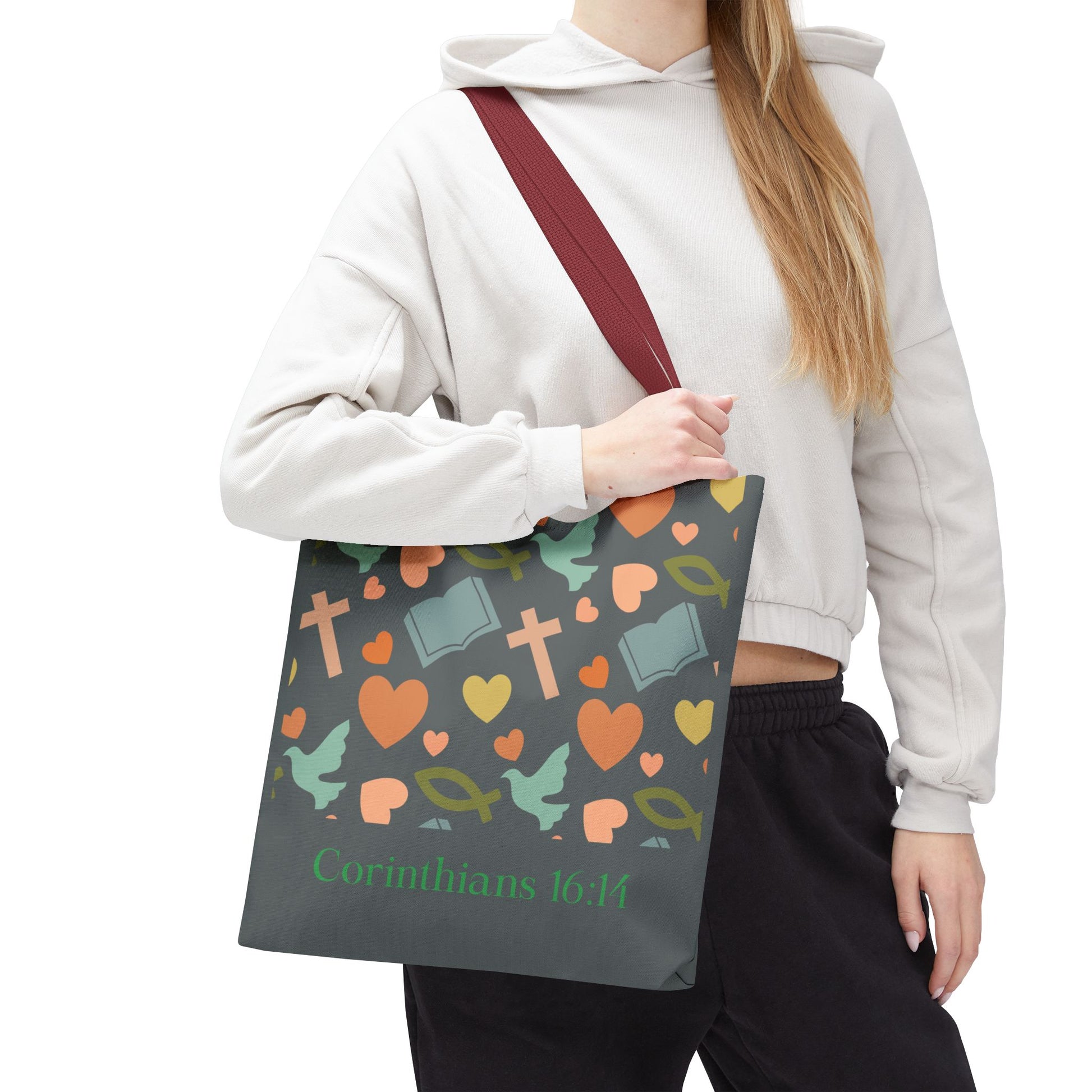 Inspirational Tote Bag - Faith, Love, Hope, Gift for Her, Spiritual Accessories, Bible Verse Tote