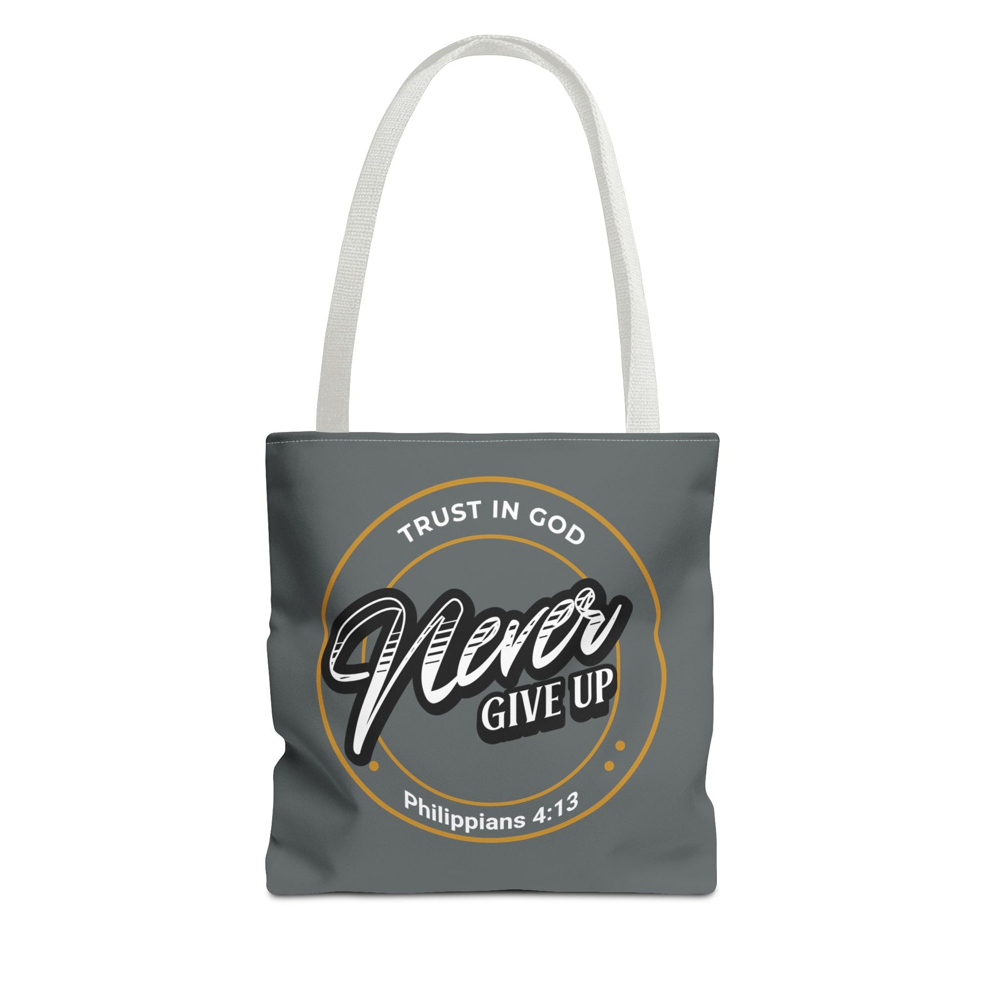 Inspirational Tote Bag, Trust in God, Never Give Up, Bible Verse Bag, Motivational Purse, Christian Gift, Philippians 4:13