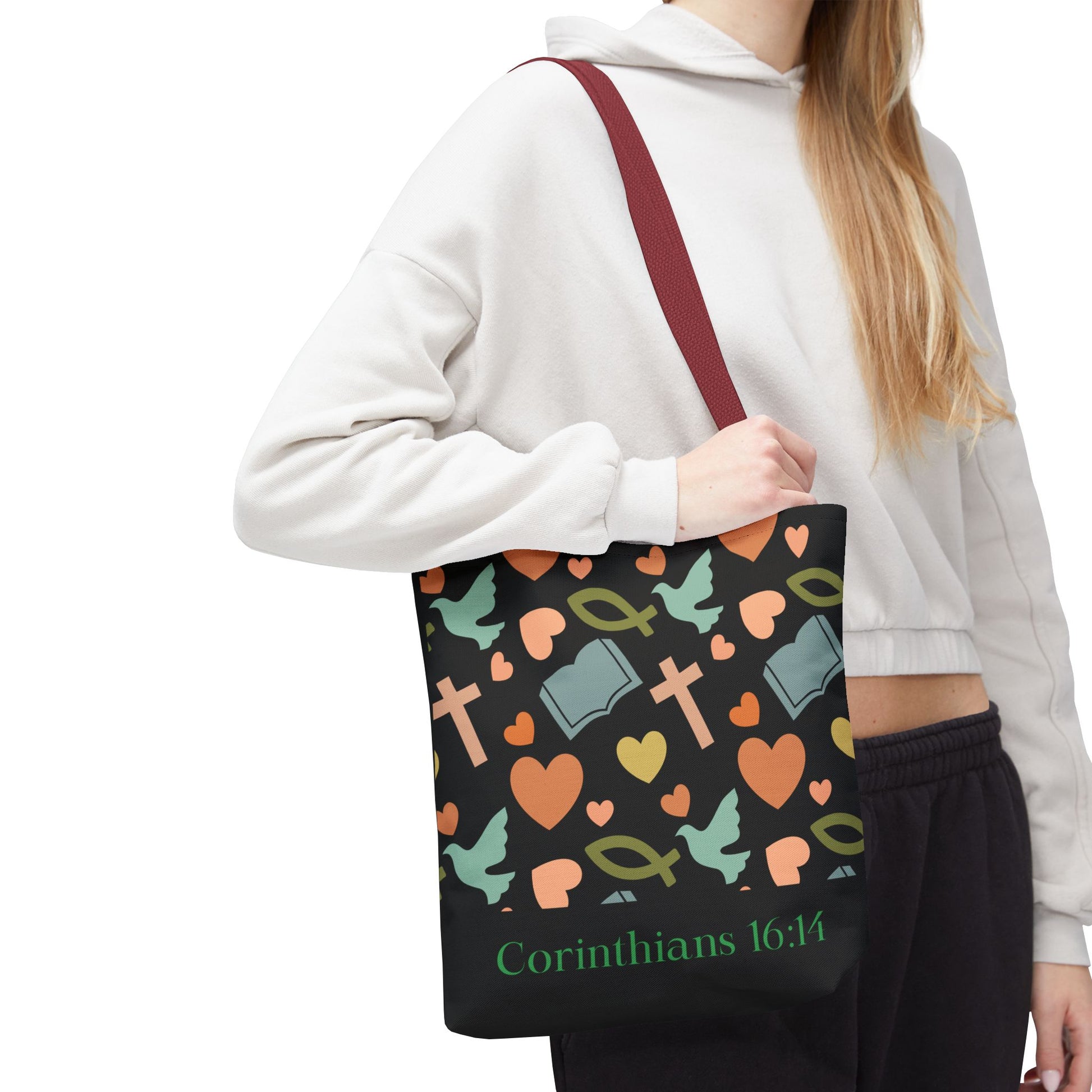 Christian Tote Bag with Inspirational Design, Perfect for Church, Gift for Believers, Faith-based Accessory, Everyday Use, Bible Verse Tote