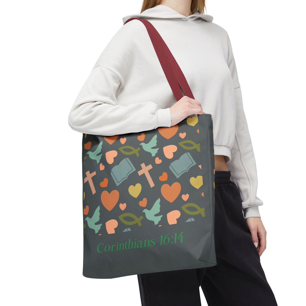 Inspirational Tote Bag - Faith, Love, Hope, Gift for Her, Spiritual Accessories, Bible Verse Tote