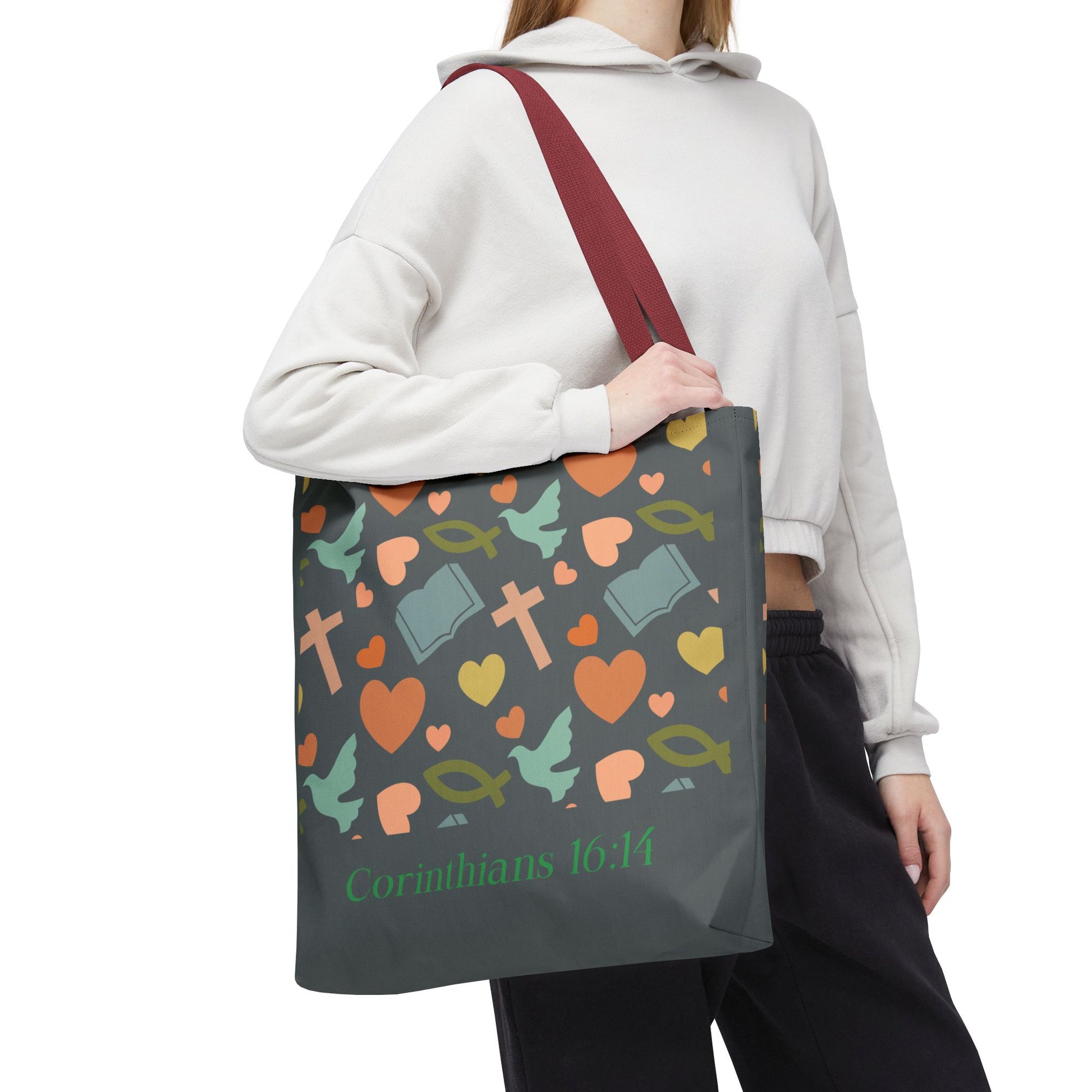 Inspirational Tote Bag - Faith, Love, Hope, Gift for Her, Spiritual Accessories, Bible Verse Tote