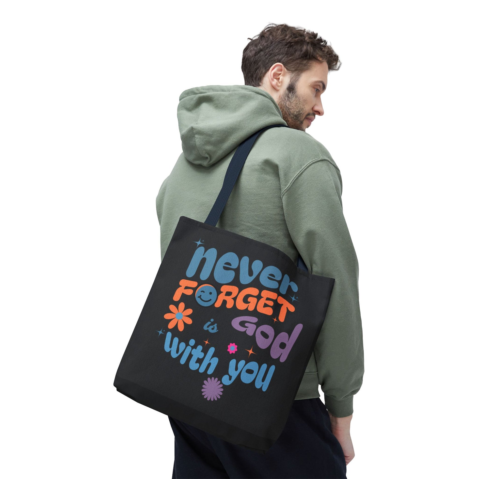 Inspirational Tote Bag - "Never Forget God is with You" - Motivational Gift, Faith-Based, Everyday Use, Shopping Bag, Church Bag, [...]