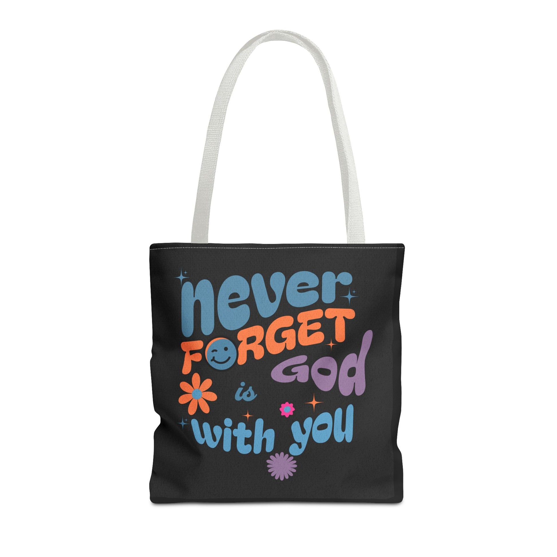 Inspirational Tote Bag - "Never Forget God is with You" - Motivational Gift, Faith-Based, Everyday Use, Shopping Bag, Church Bag, [...]