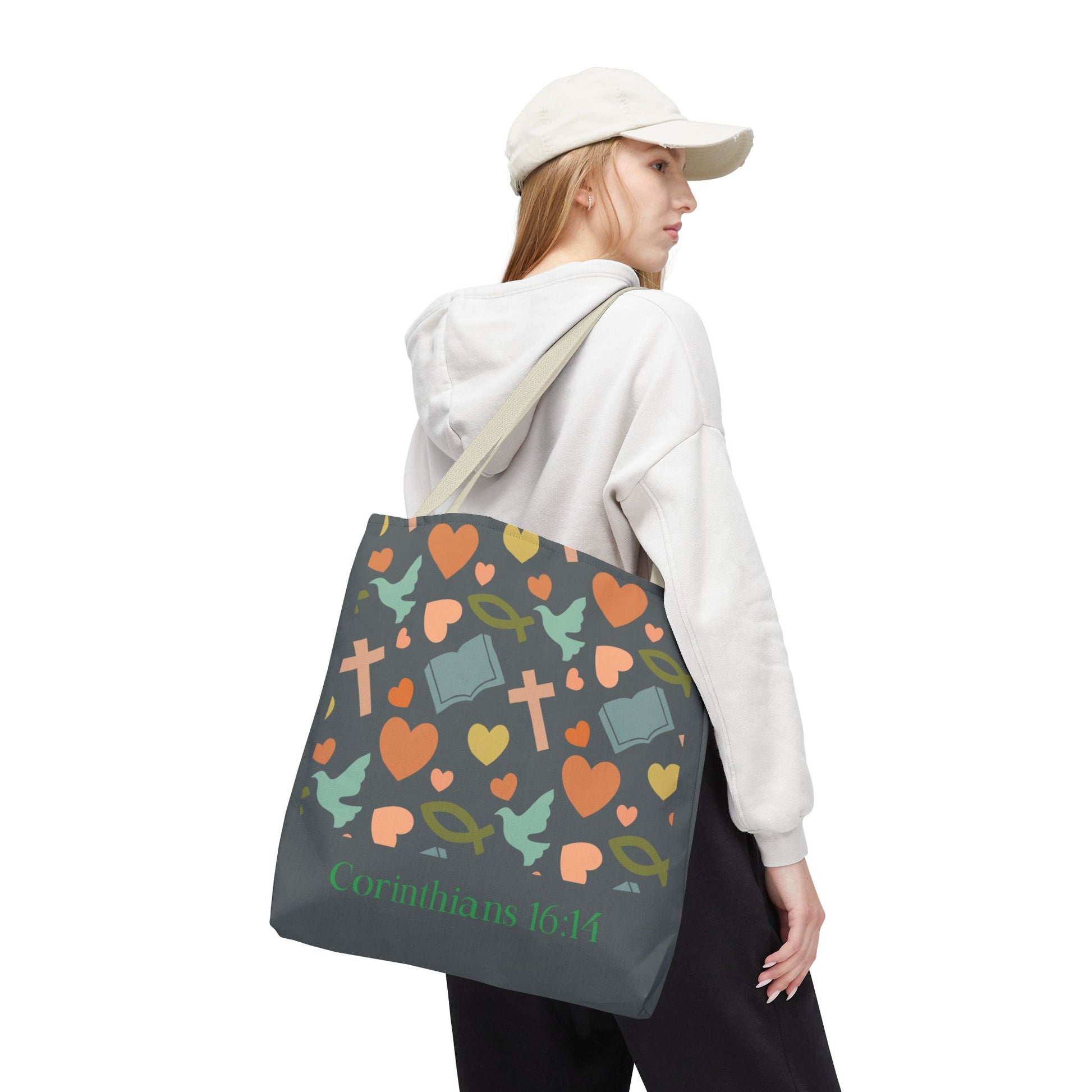 Inspirational Tote Bag - Faith, Love, Hope, Gift for Her, Spiritual Accessories, Bible Verse Tote