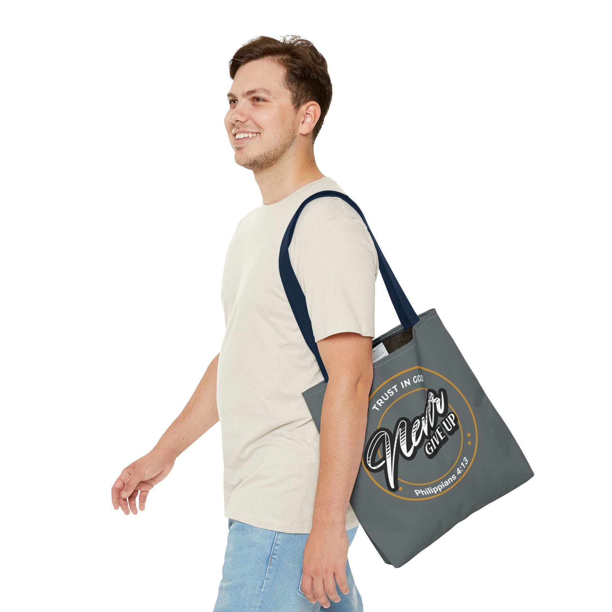 Inspirational Tote Bag, Trust in God, Never Give Up, Bible Verse Bag, Motivational Purse, Christian Gift, Philippians 4:13