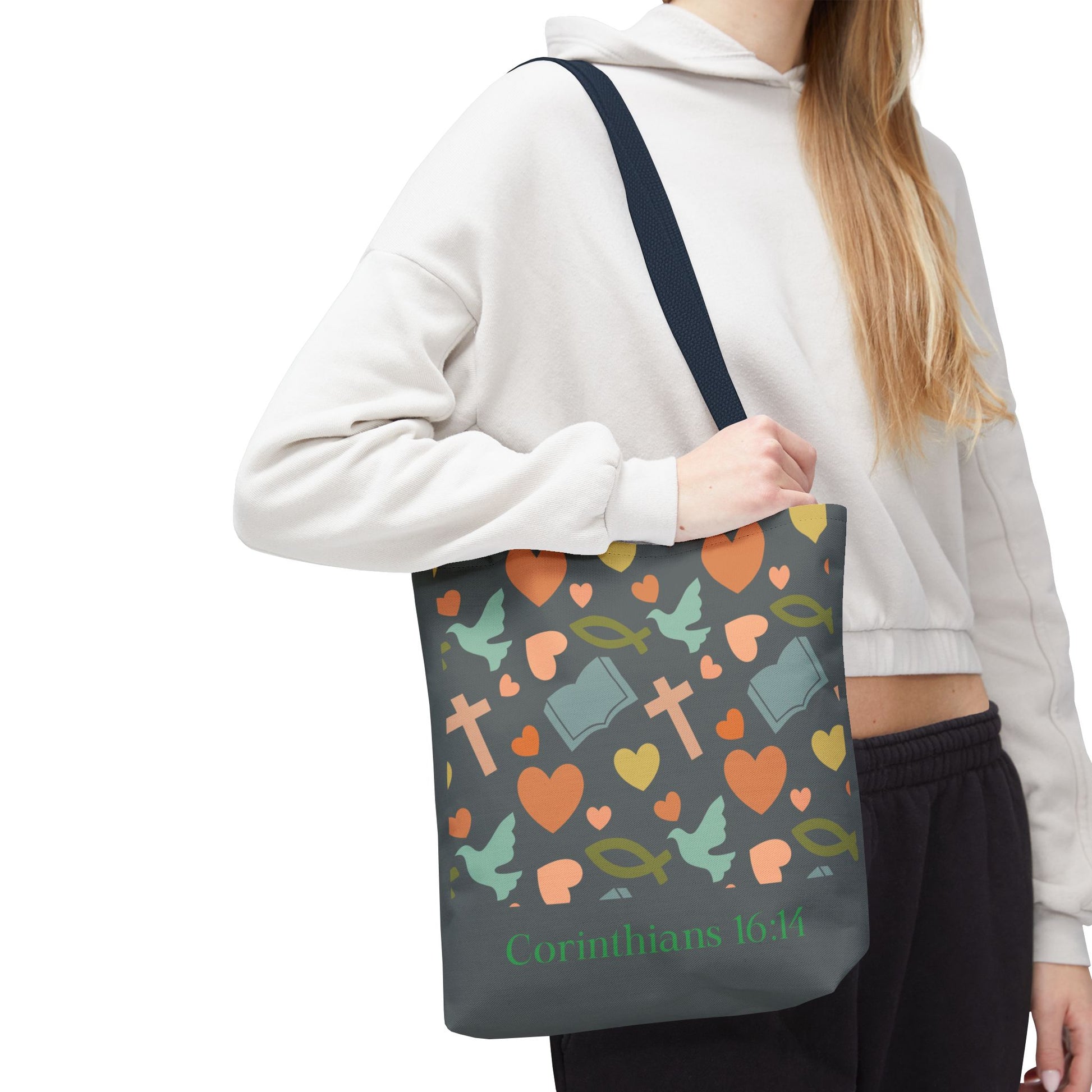 Inspirational Tote Bag - Faith, Love, Hope, Gift for Her, Spiritual Accessories, Bible Verse Tote