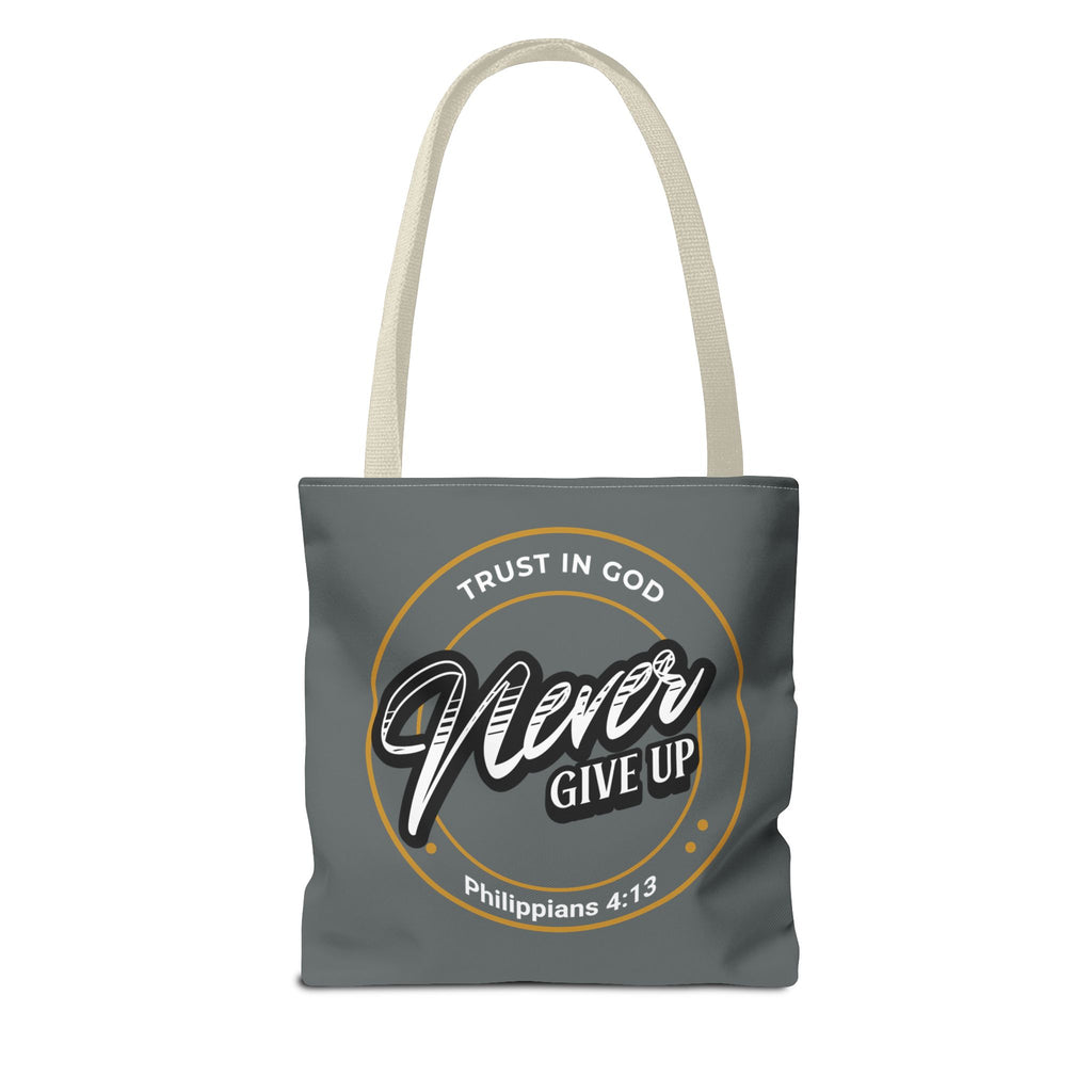 Inspirational Tote Bag, Trust in God, Never Give Up, Bible Verse Bag, Motivational Purse, Christian Gift, Philippians 4:13