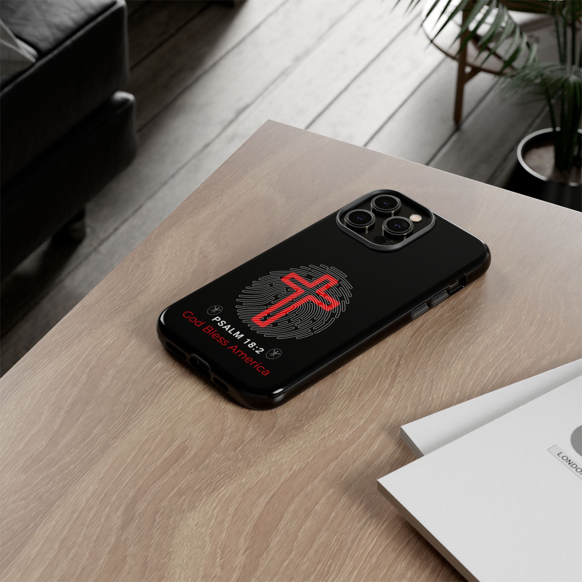 Christian Phone Case with Cross Design, Tough Case for Protection, Gifts for Faith, Bible Verse, God Bless America