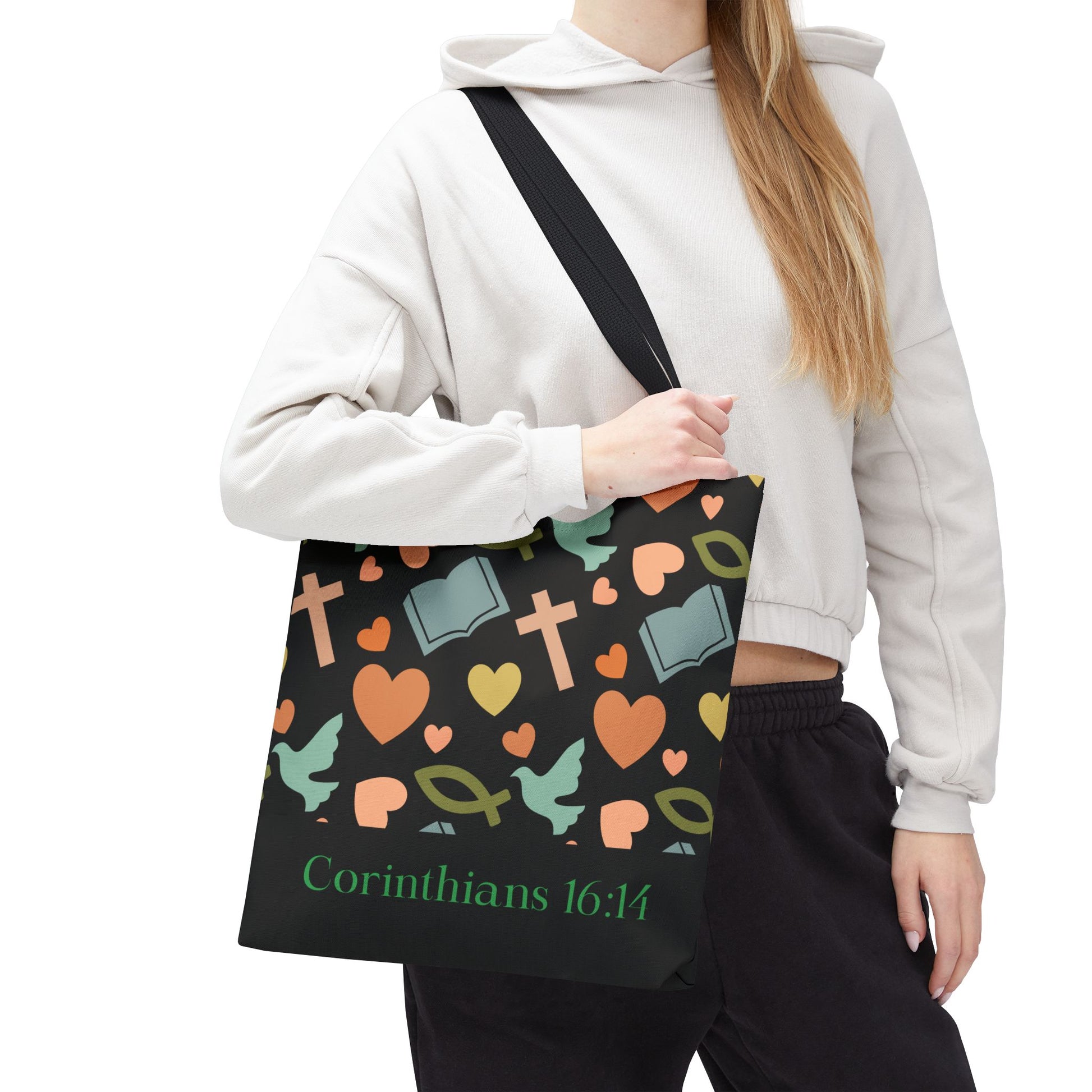 Christian Tote Bag with Inspirational Design, Perfect for Church, Gift for Believers, Faith-based Accessory, Everyday Use, Bible Verse Tote