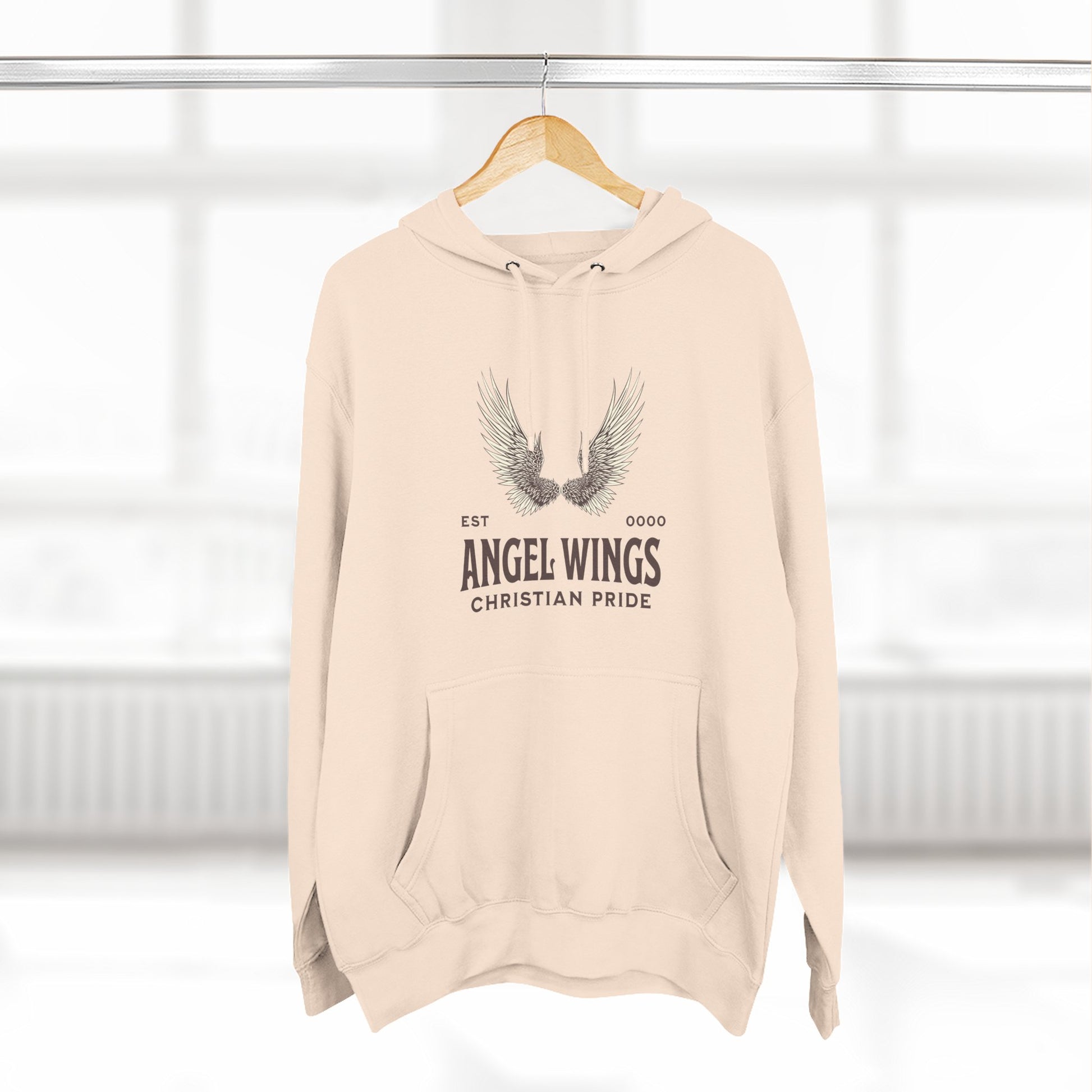 Angel Wings Fleece Hoodie, Christian Pride Apparel, Cozy Religious Gift, Inspirational Sweater, Faith-based Fashion