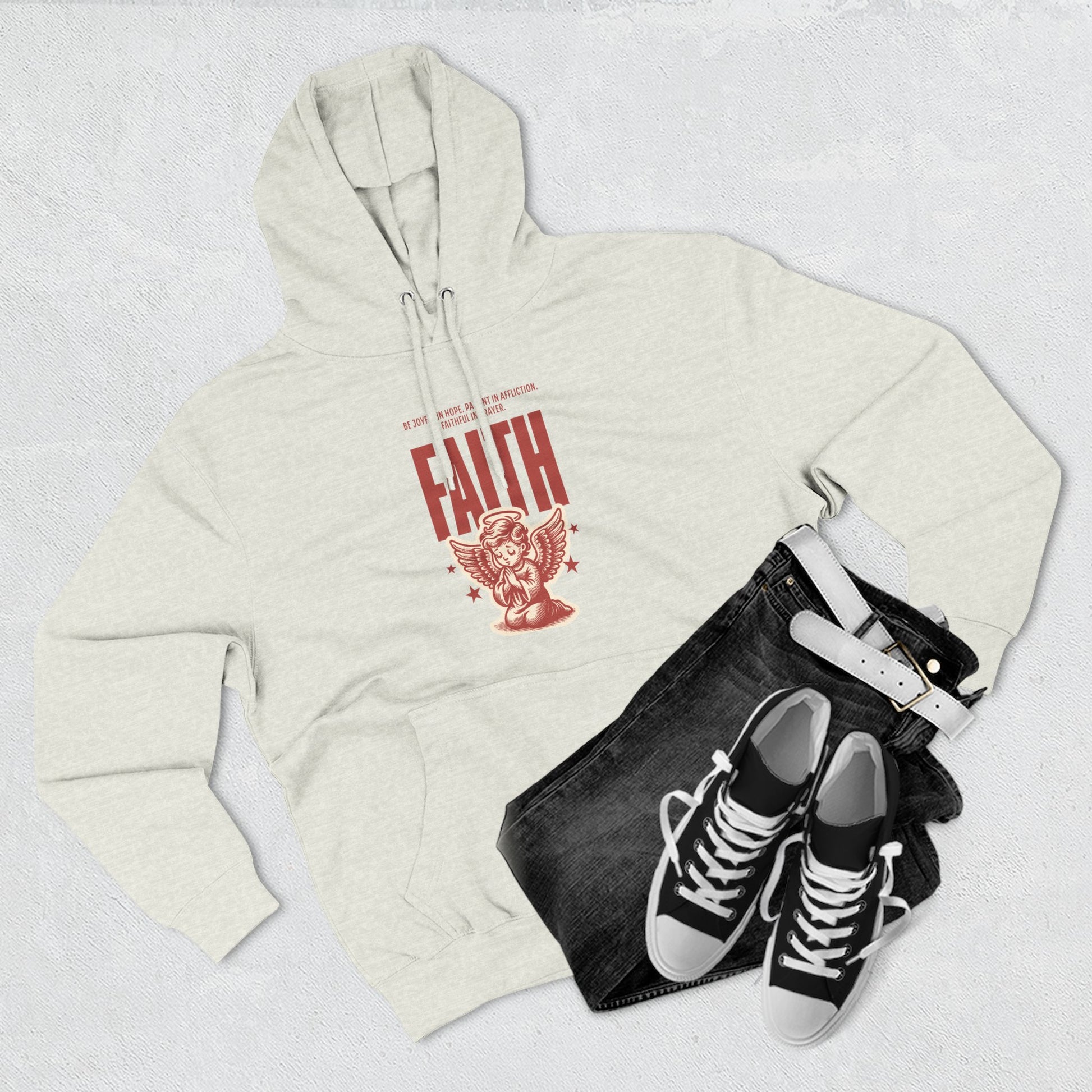 Faith-Inspired Three-Panel Fleece Hoodie, Cozy Spiritual Apparel, Perfect Gift for Friends, Casualwear for Everyday