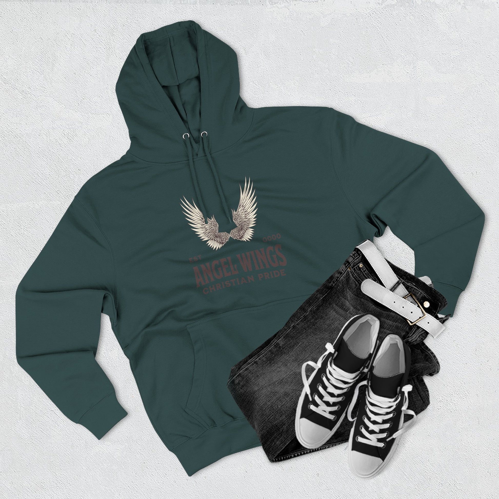 Angel Wings Fleece Hoodie, Christian Pride Apparel, Cozy Religious Gift, Inspirational Sweater, Faith-based Fashion