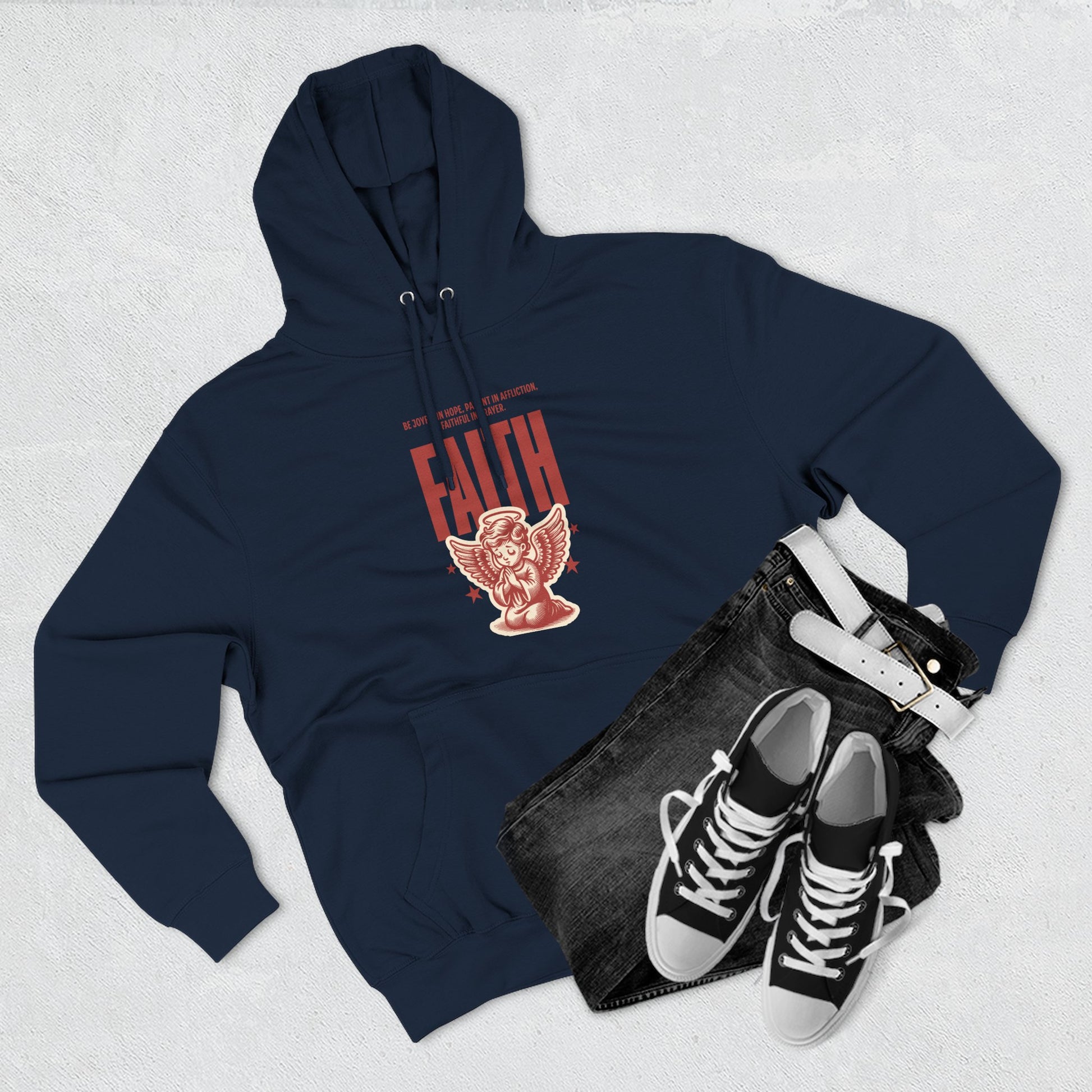 Faith-Inspired Three-Panel Fleece Hoodie, Cozy Spiritual Apparel, Perfect Gift for Friends, Casualwear for Everyday