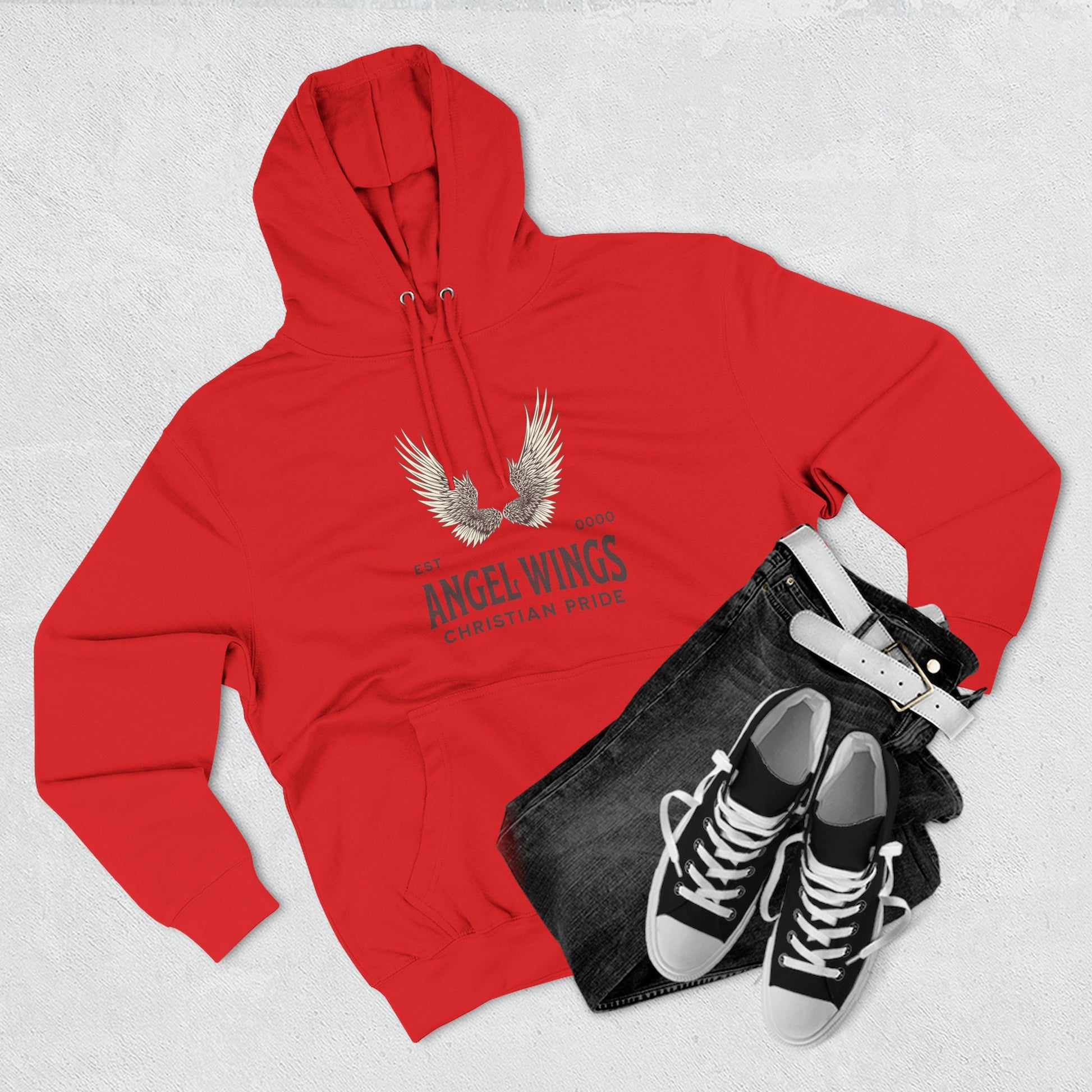 Angel Wings Fleece Hoodie, Christian Pride Apparel, Cozy Religious Gift, Inspirational Sweater, Faith-based Fashion